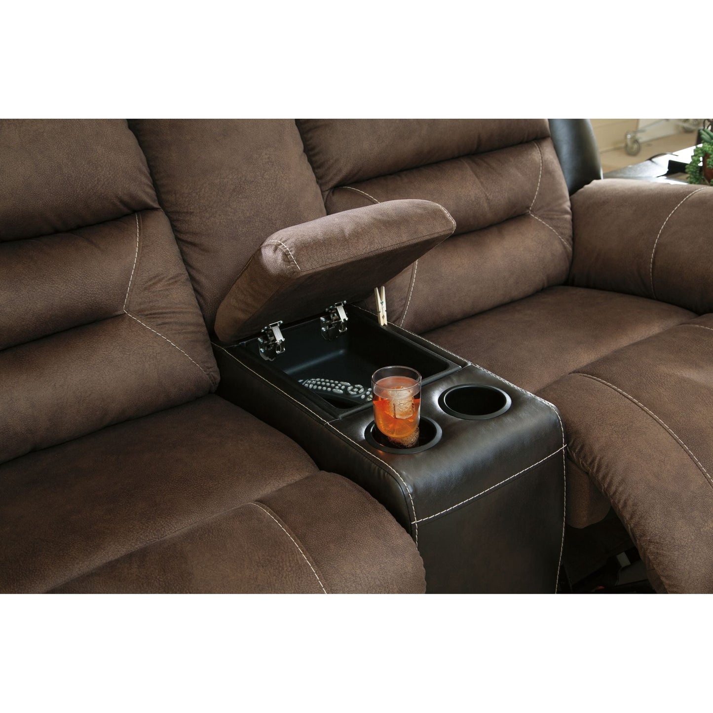 Causeuse inclinable Earhart avec console - Châtaigne