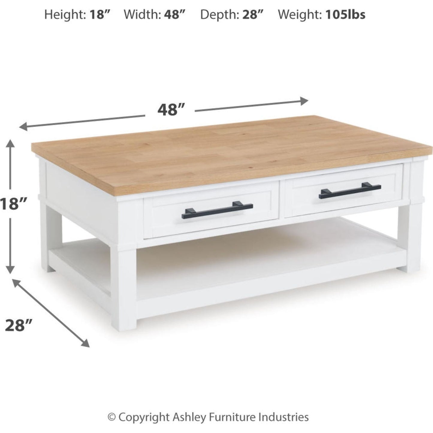 Table basse Ashbryn - Blanc/Naturel