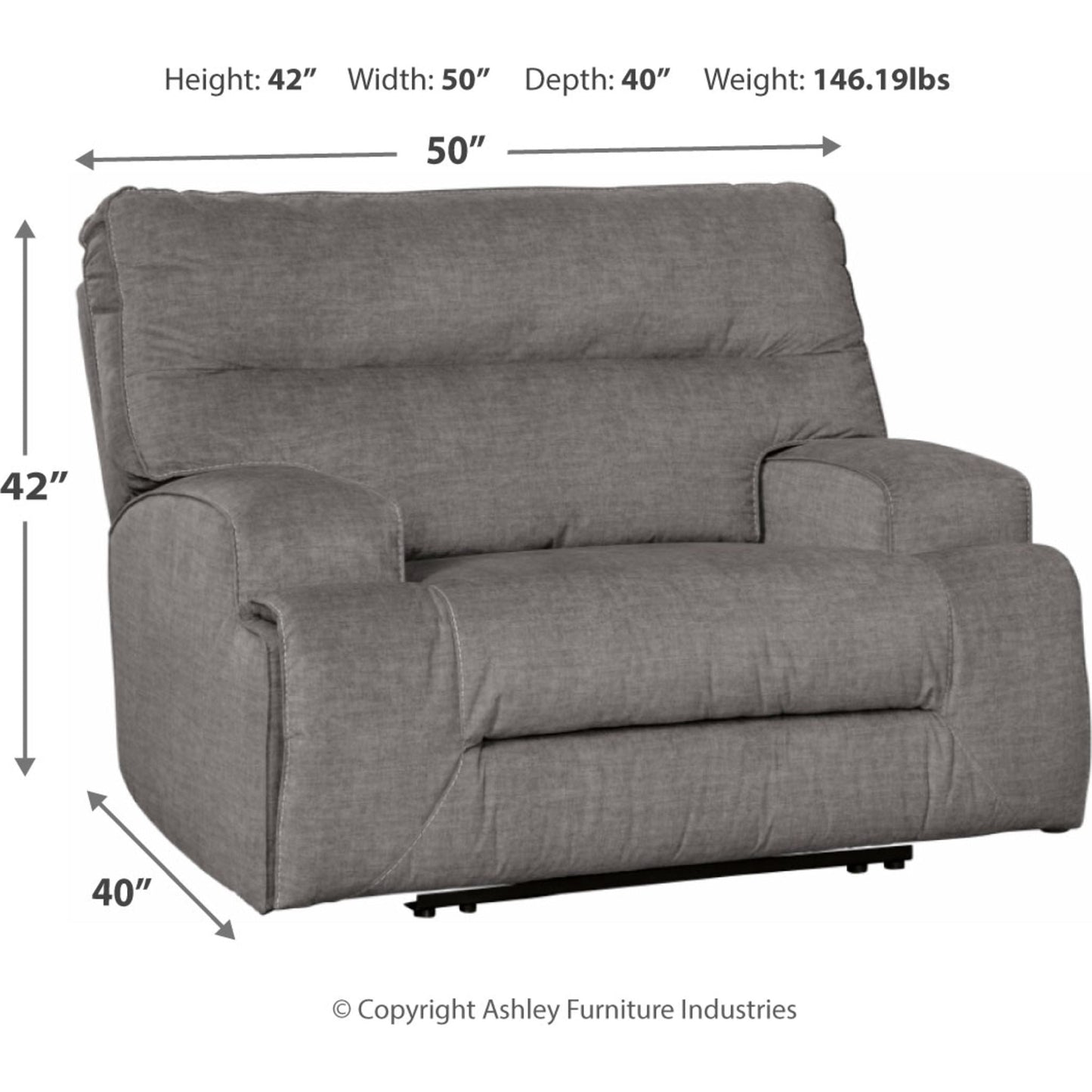 Fauteuil inclinable électrique Coombs à siège large - Anthracite