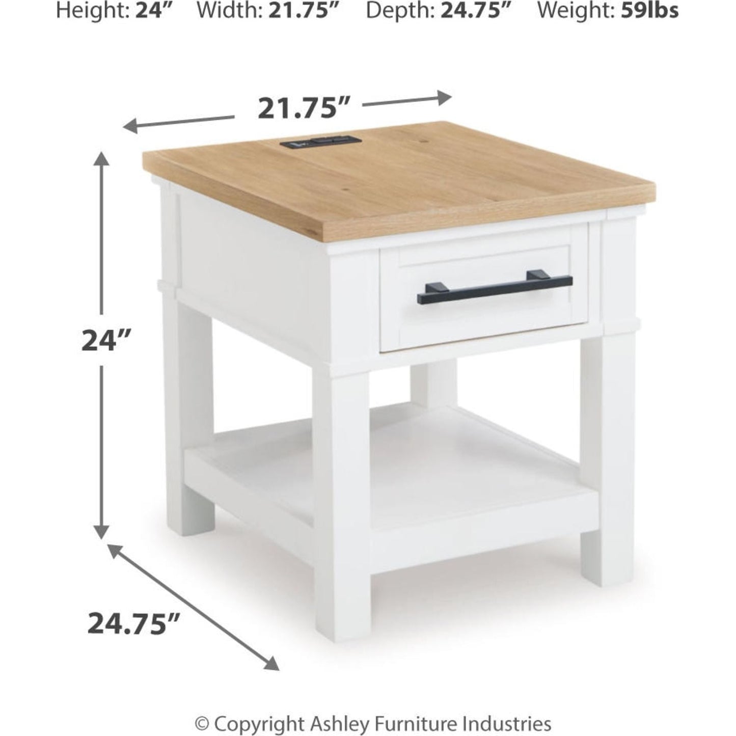 Table d'appoint Ashbryn - Blanc/Naturel