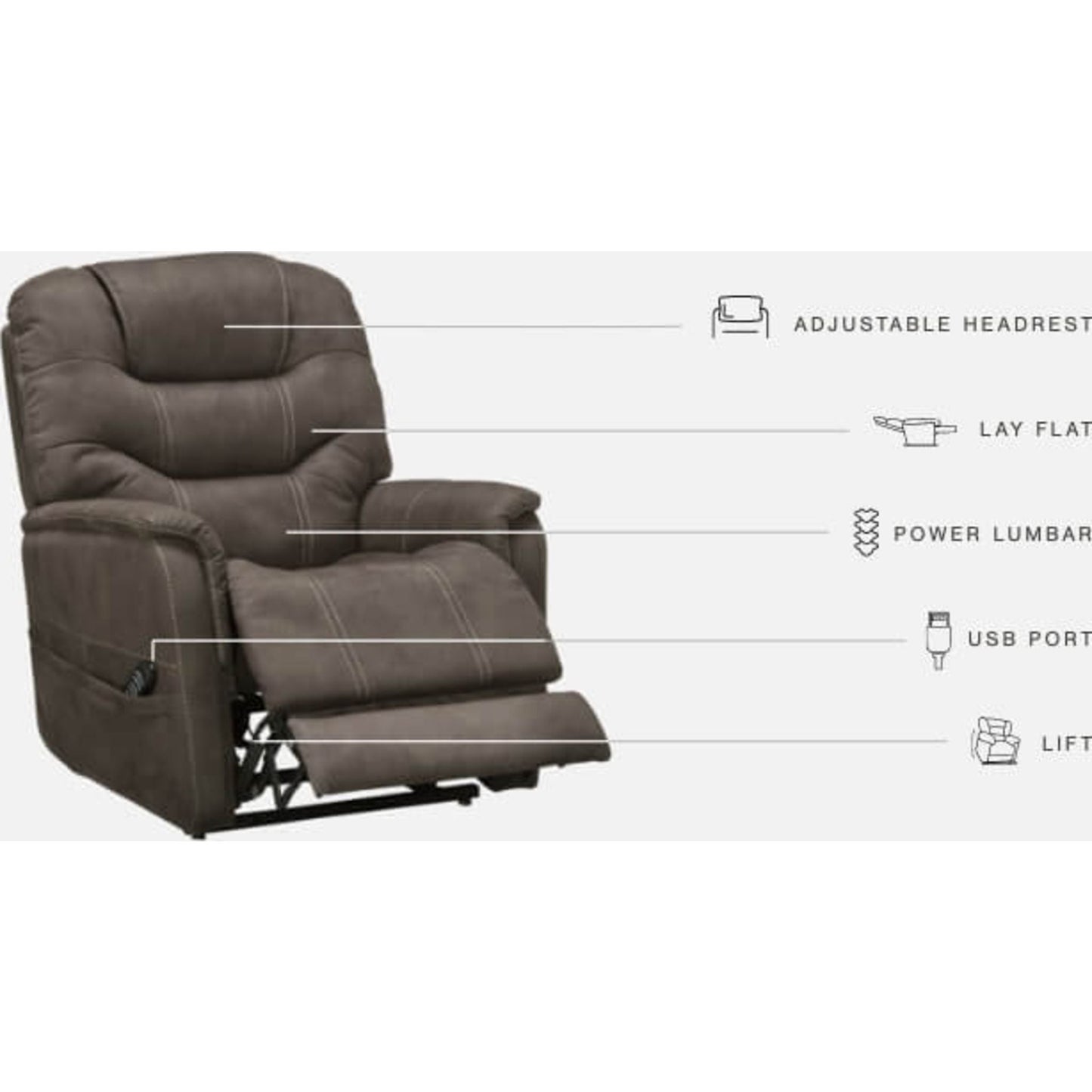 Fauteuil inclinable électrique Ballister - Espresso