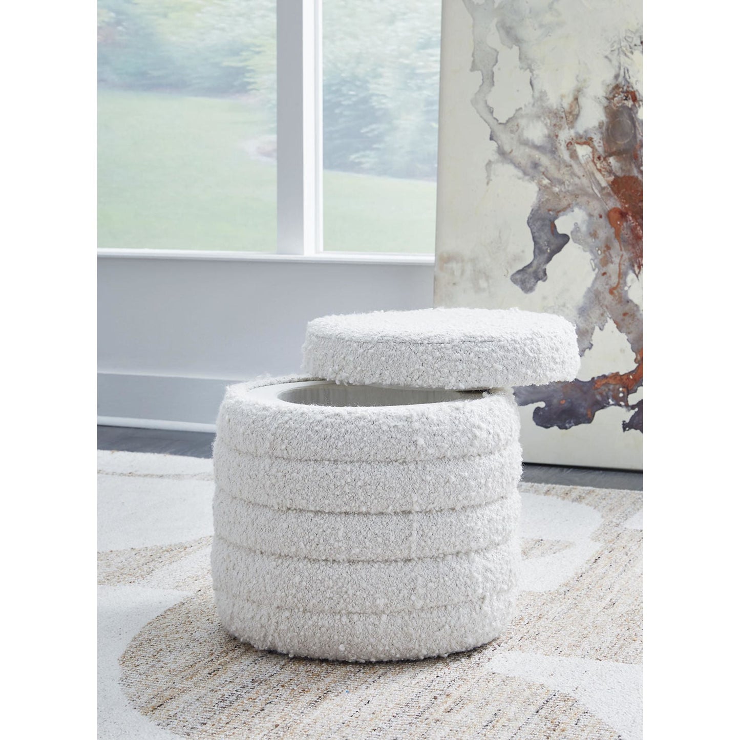 Pouf de rangement Duntler - Ivoire