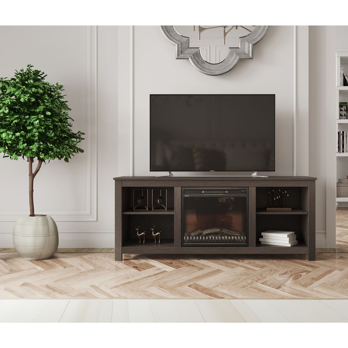 Meuble TV Brenna avec cheminée