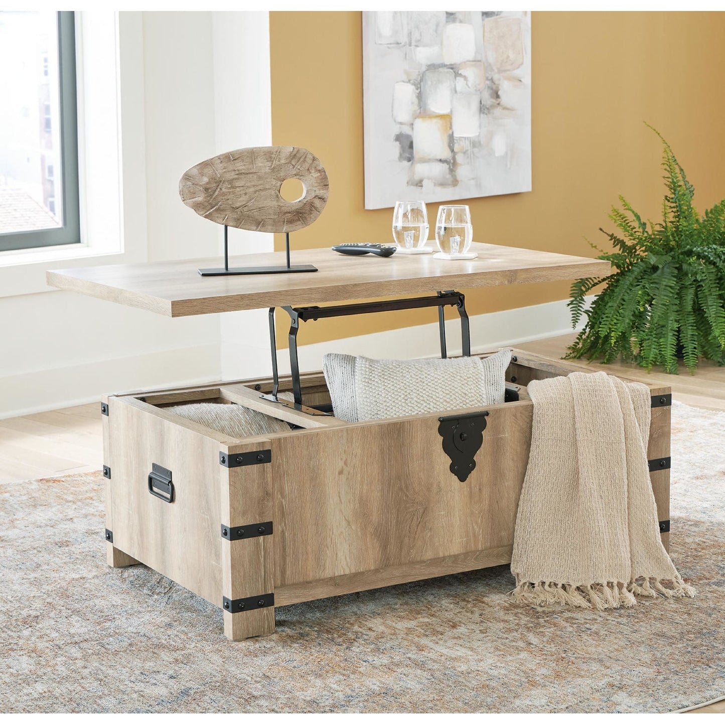 Table basse rectangulaire relevable Calaboro - Marron clair
