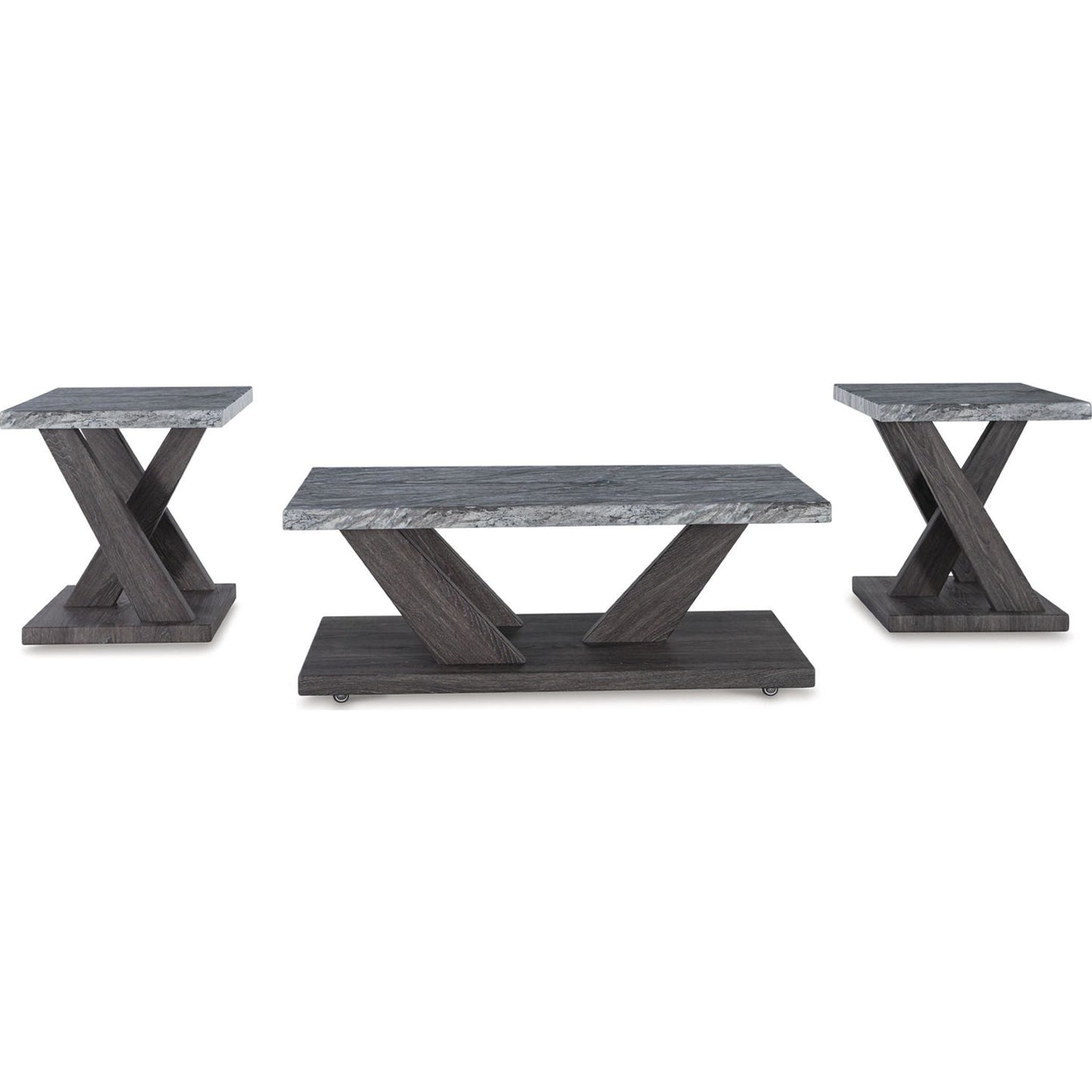 Lot de 3 tables Bensonale - Marron/Gris