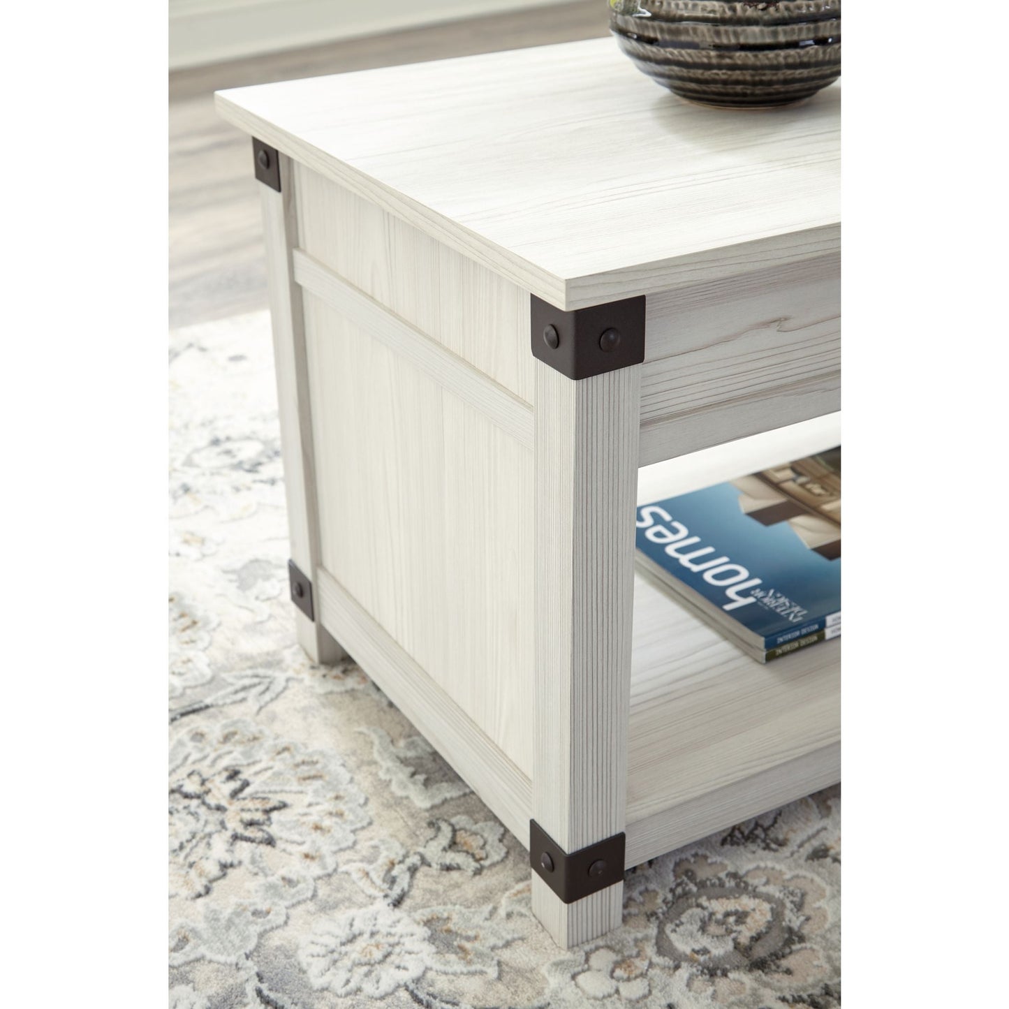Table basse rectangulaire relevable Bayflynn - Blanchi à la chaux