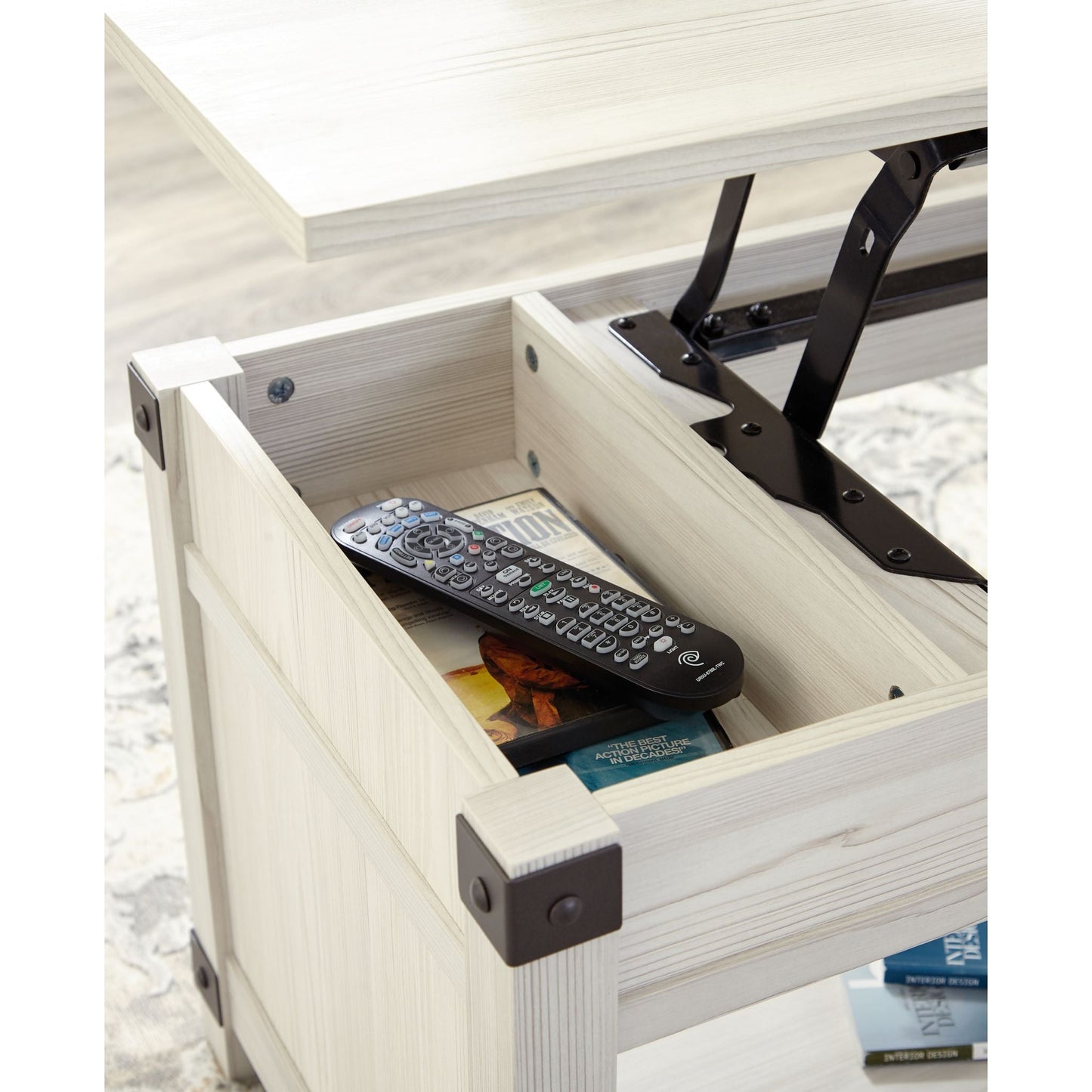 Table basse rectangulaire relevable Bayflynn - Blanchi à la chaux