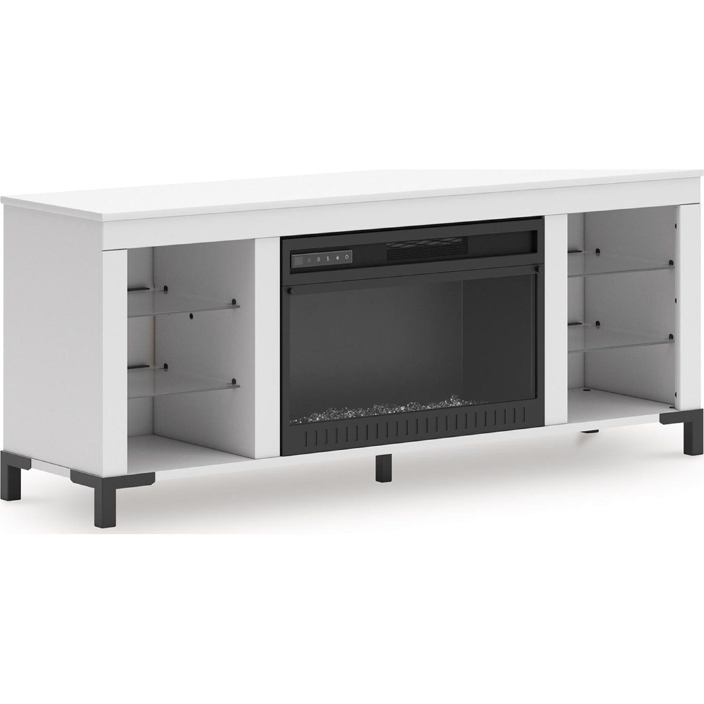 Meuble TV Brollevi avec cheminée - Blanc