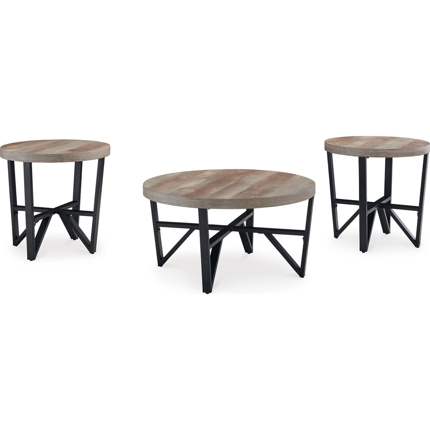 Lot de 3 tables Deanlee - Brun grisâtre/noir