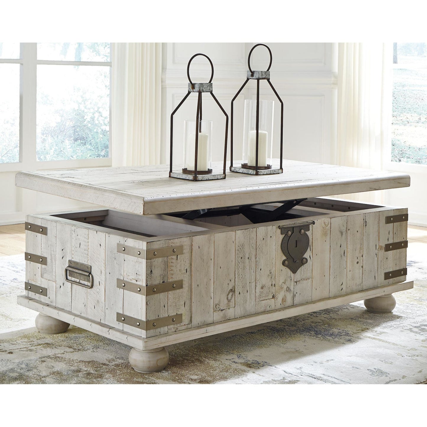Table basse Carynhurst - Blanc délavé gris