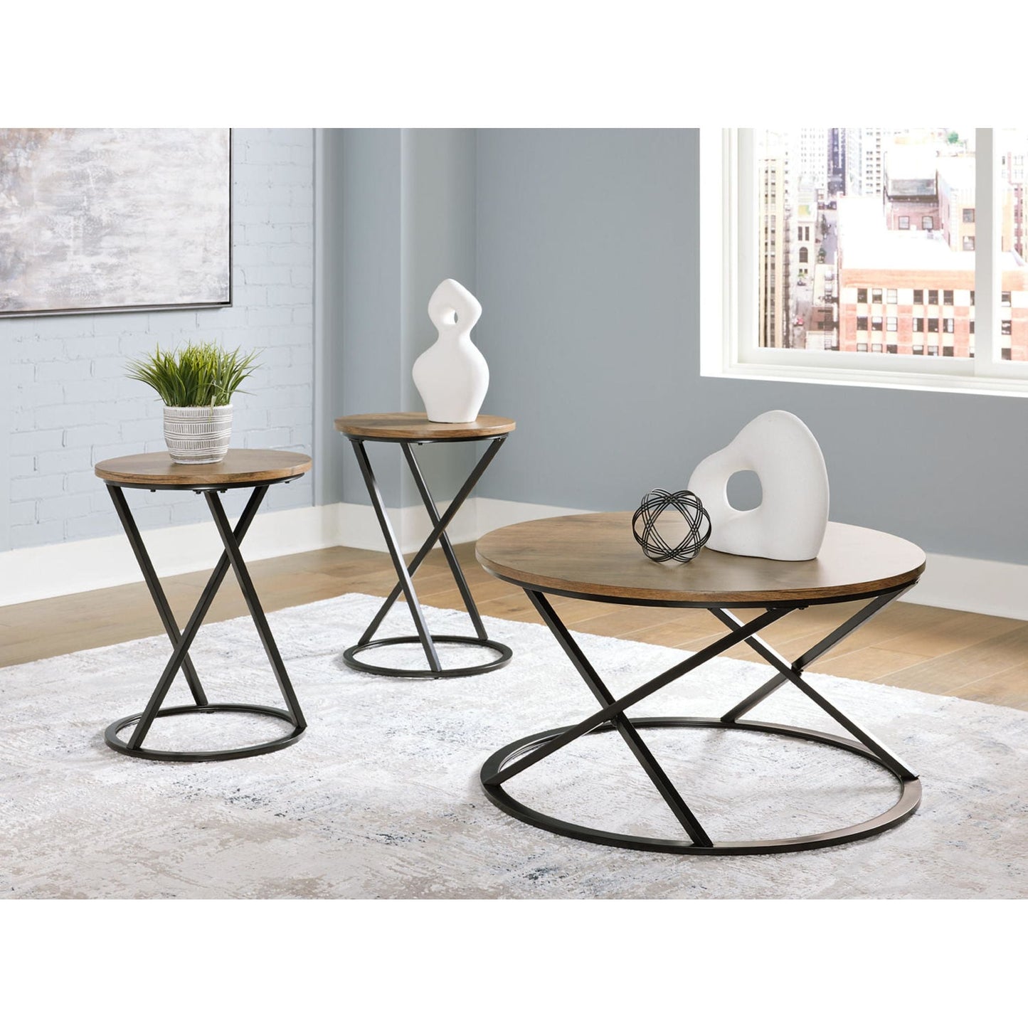 Tables Cassbryn (lot de 3) - Marron/Noir
