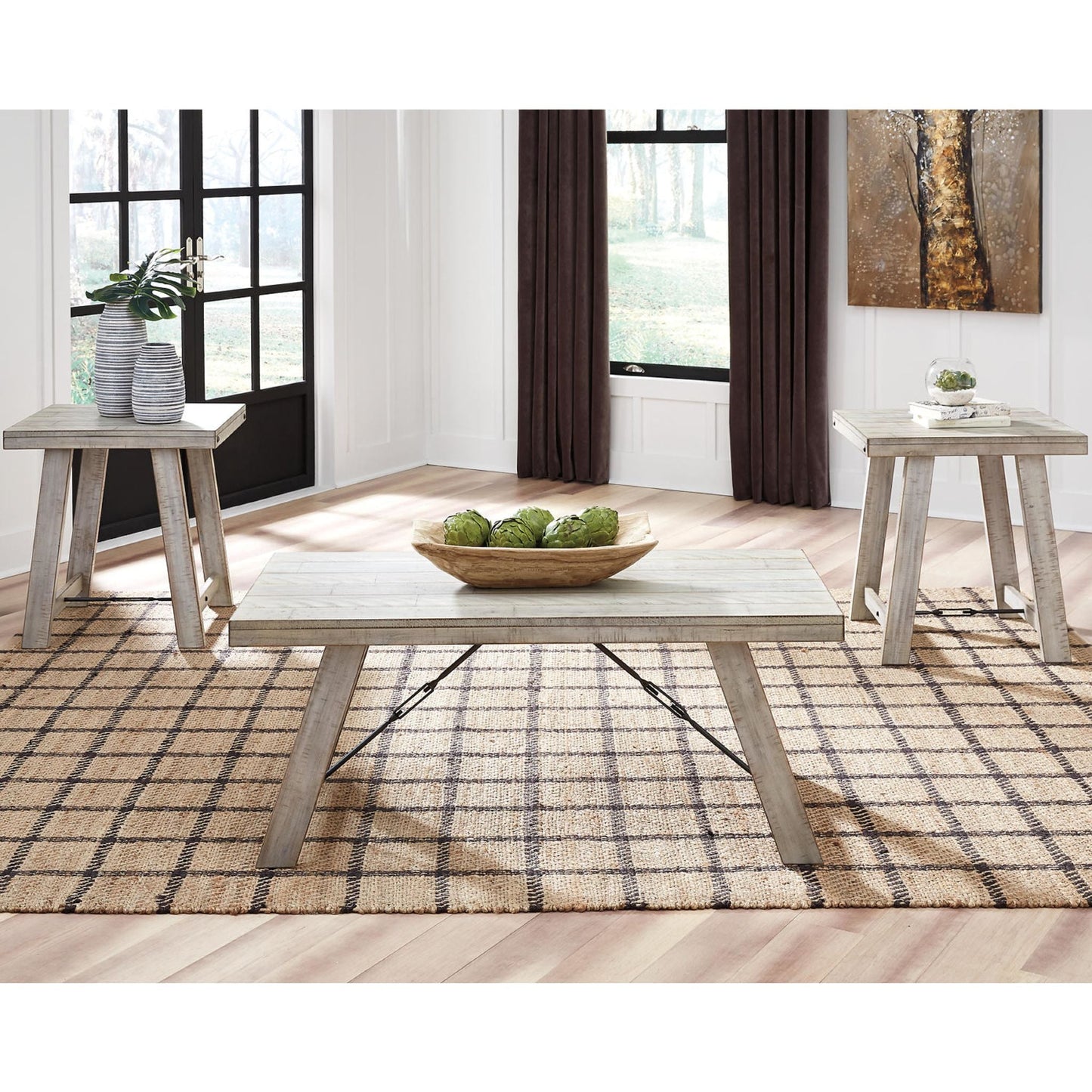 Tables Carynhurst (lot de 3) - Blanchi à la chaux