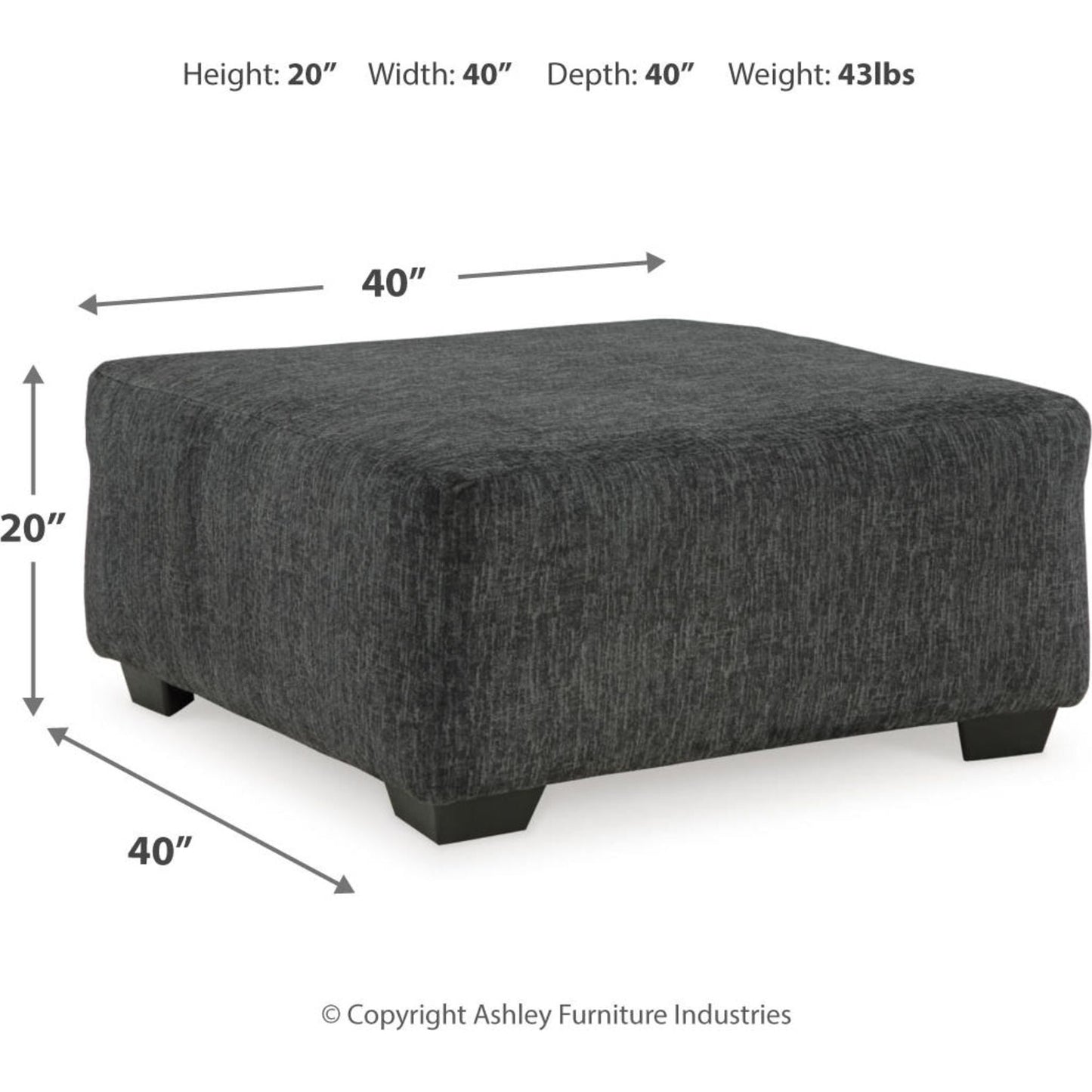 Pouf d'appoint surdimensionné Biddeford - Ébène