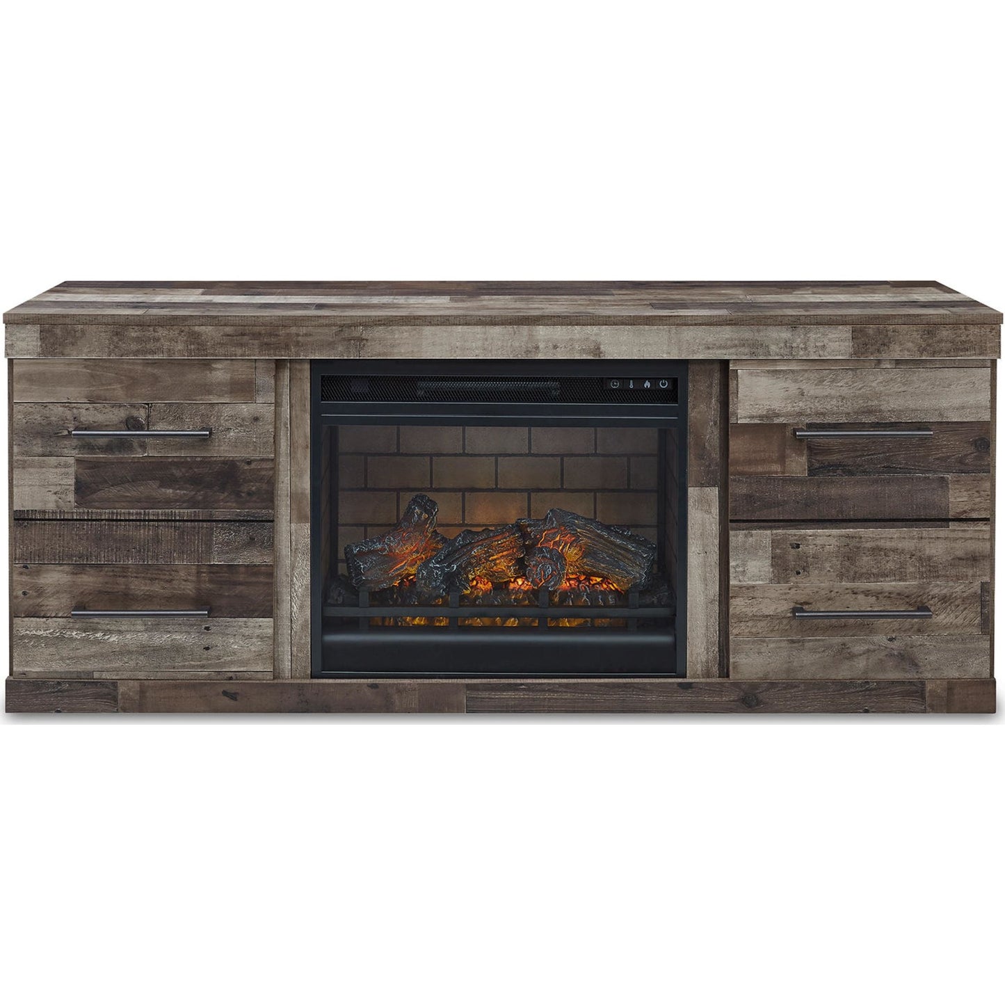 Meuble TV Derekson avec cheminée - Gris multi