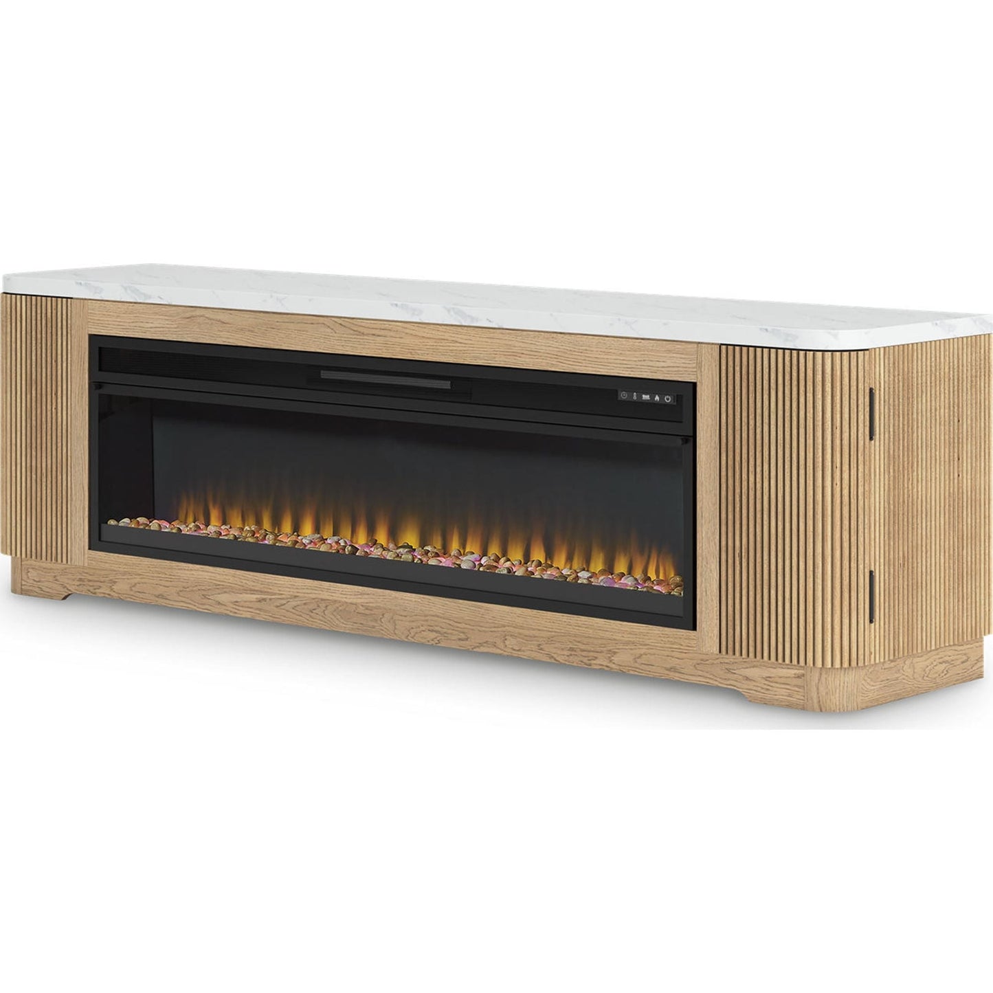 Meuble TV Camdill avec cheminée - Marron clair
