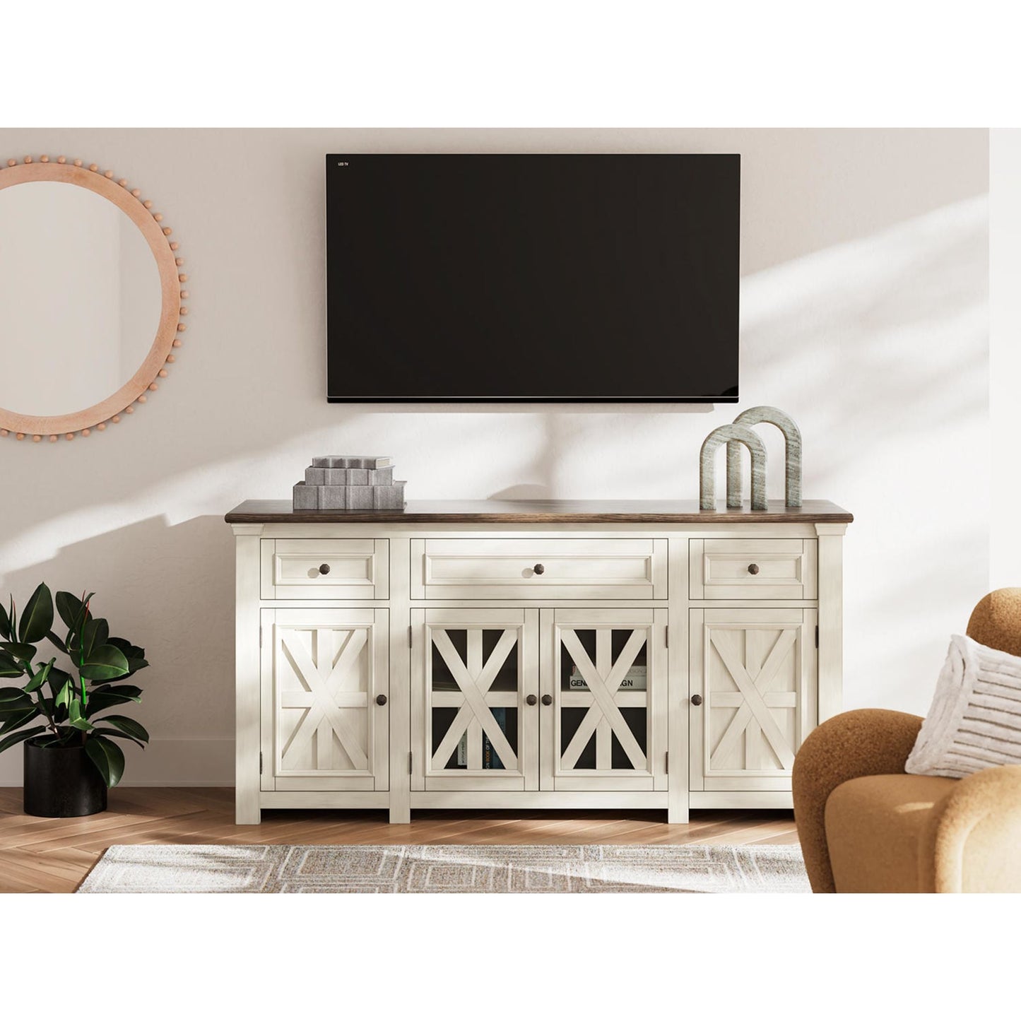 Meuble TV Bolanburg - Blanc/Gris patiné