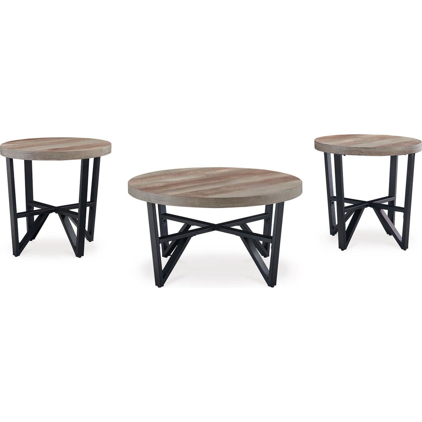 Lot de 3 tables Deanlee - Brun grisâtre/noir