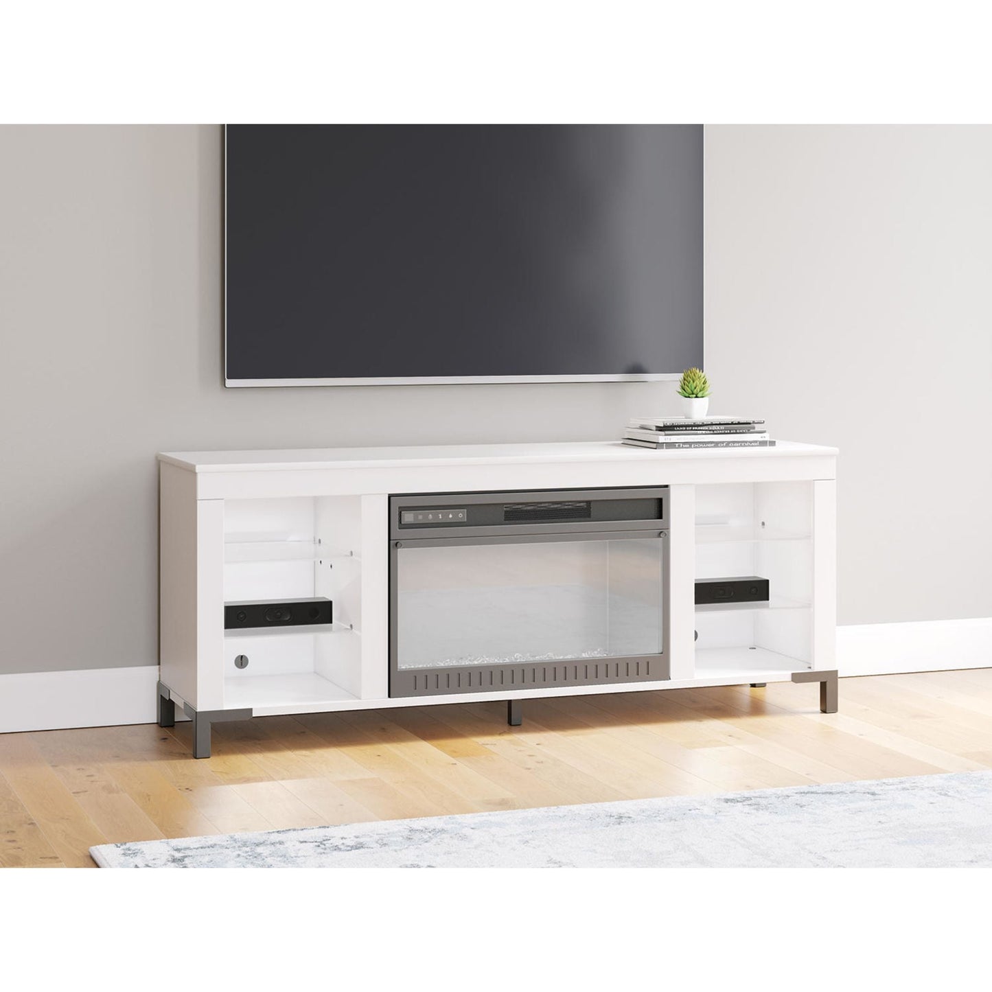 Meuble TV Brollevi avec cheminée - Blanc