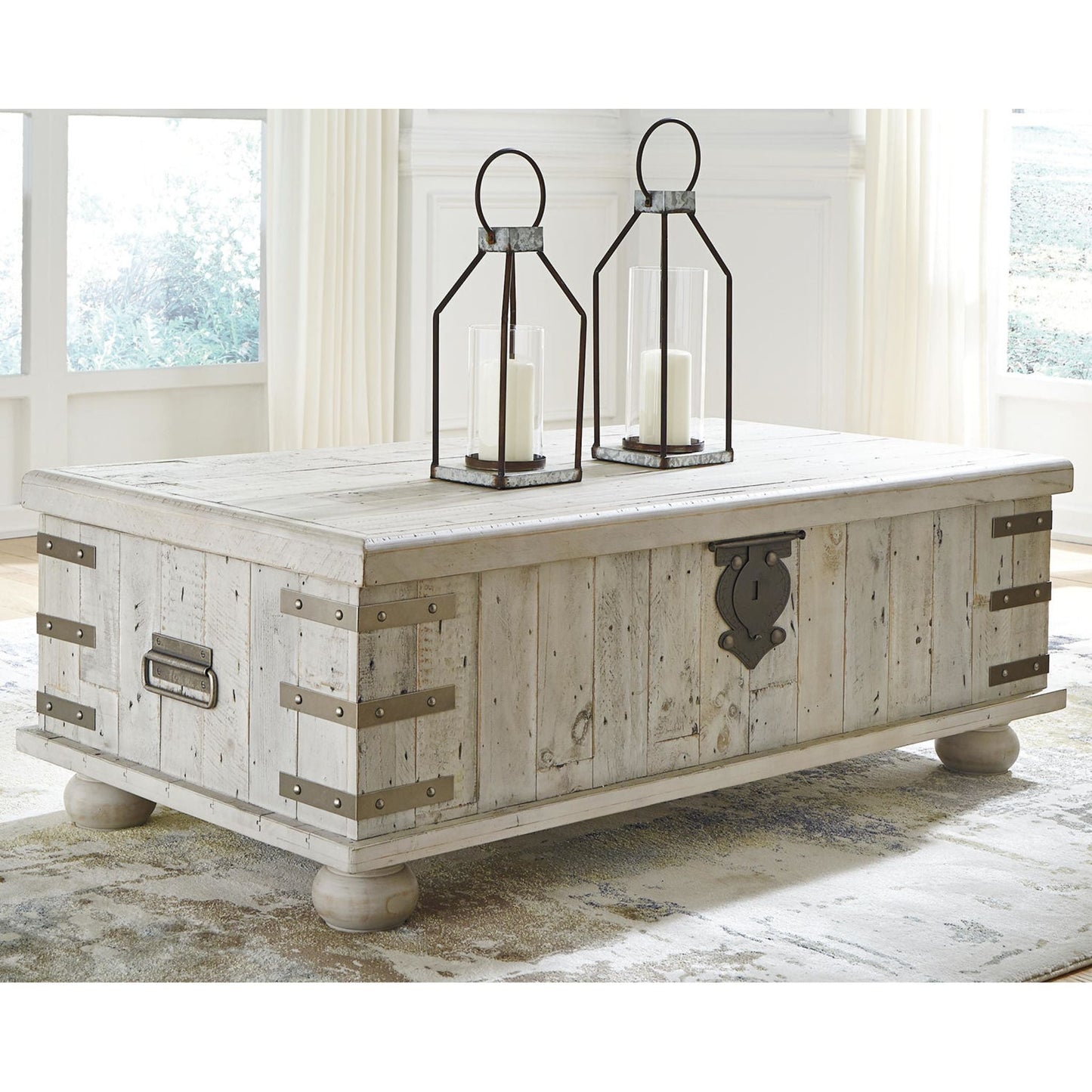 Table basse Carynhurst - Blanc délavé gris