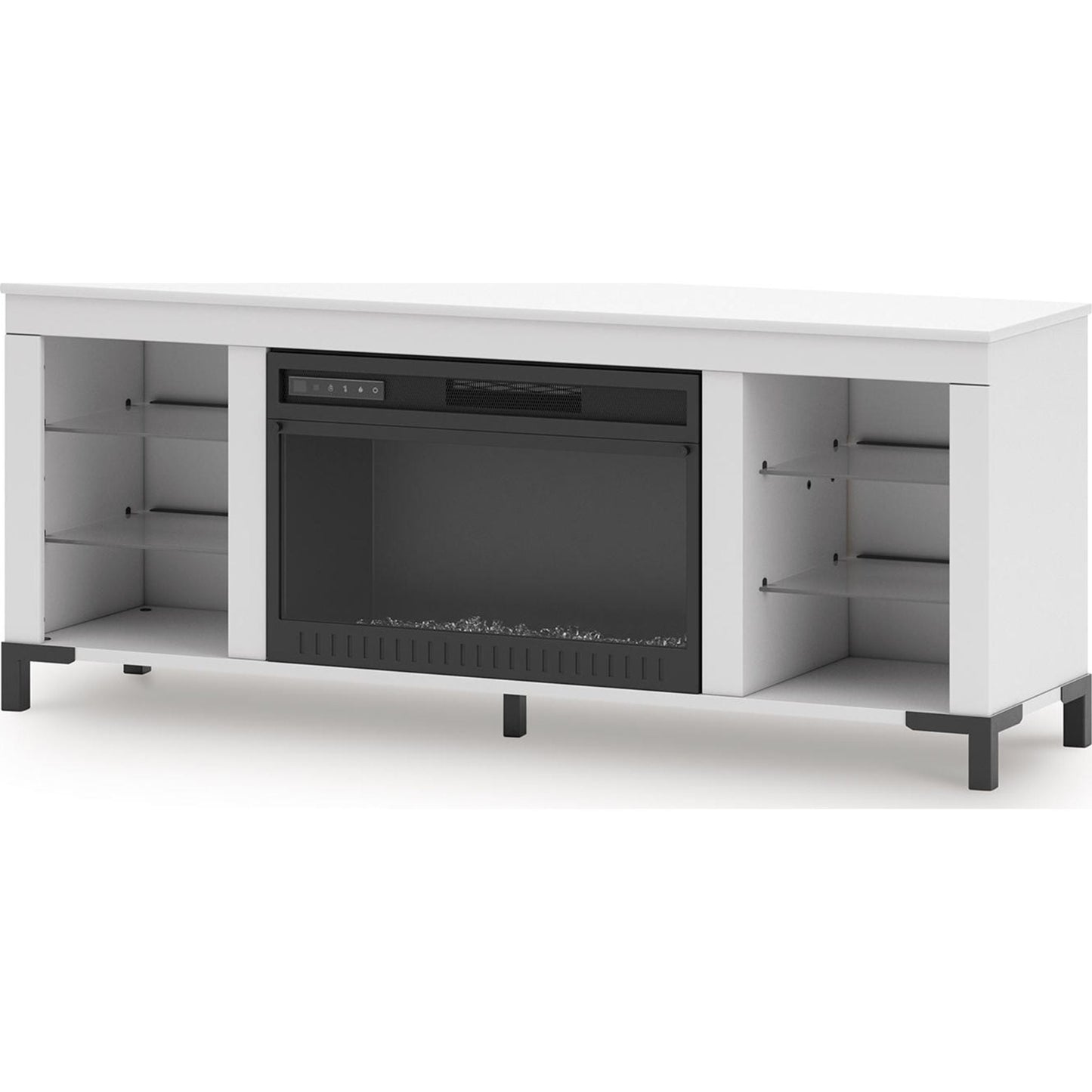 Meuble TV Brollevi avec cheminée - Blanc