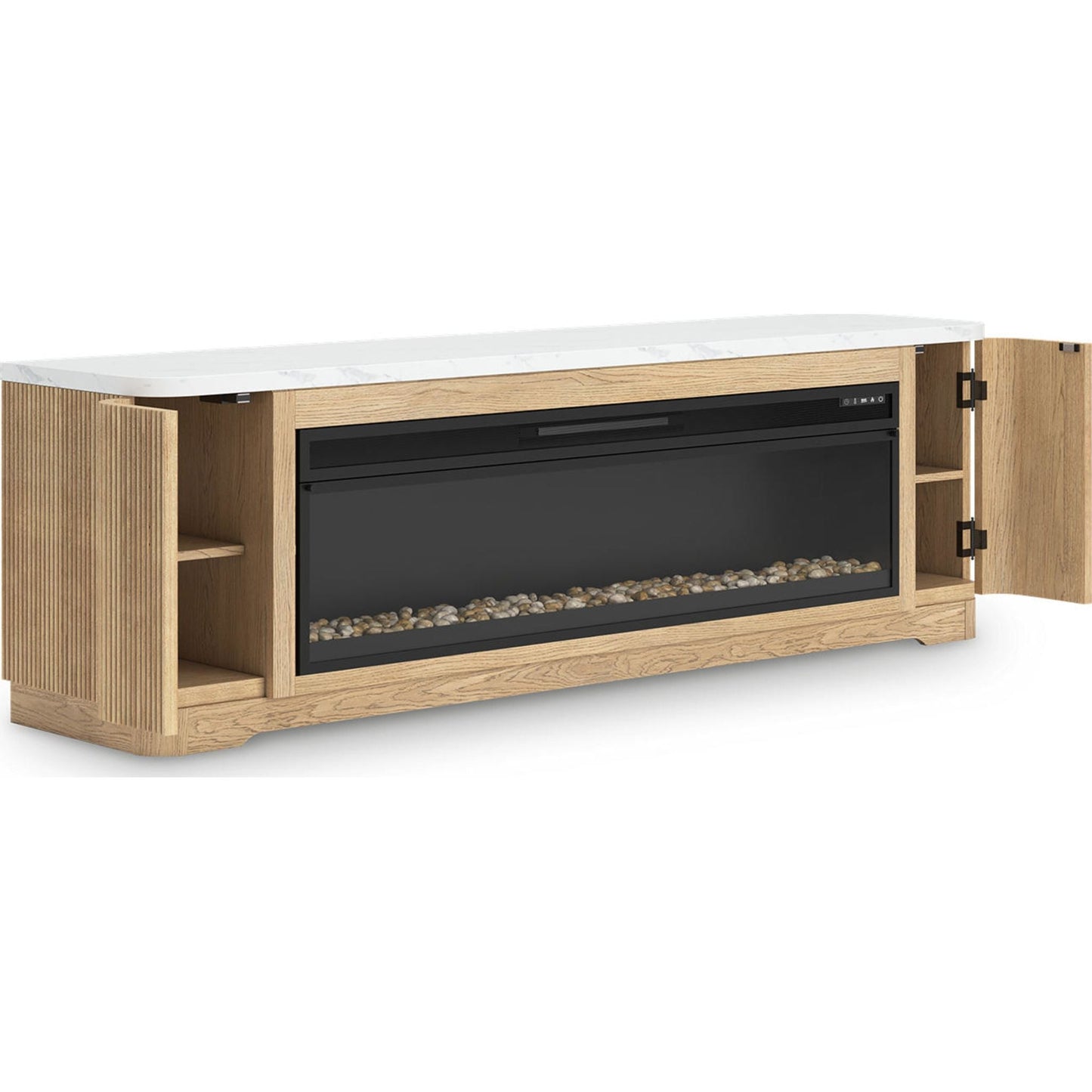 Meuble TV Camdill avec cheminée - Marron clair