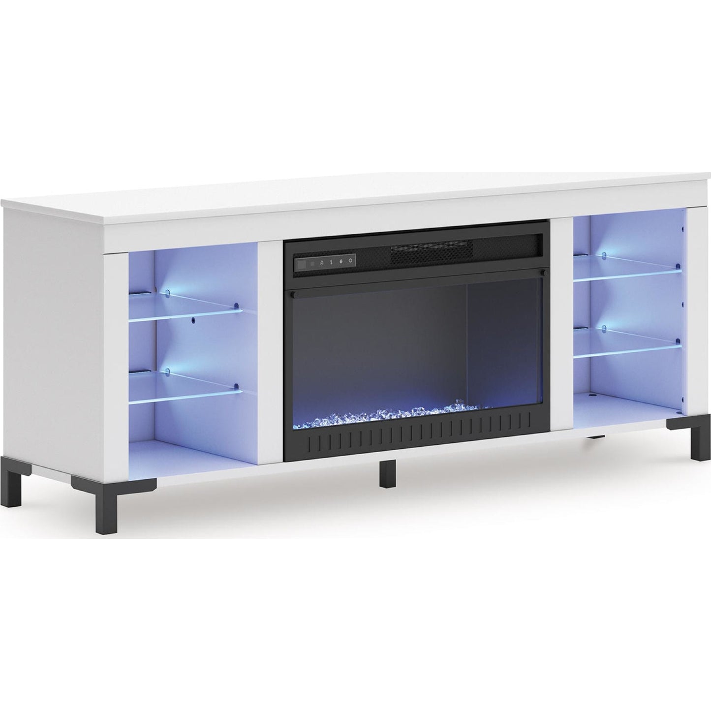 Meuble TV Brollevi avec cheminée - Blanc