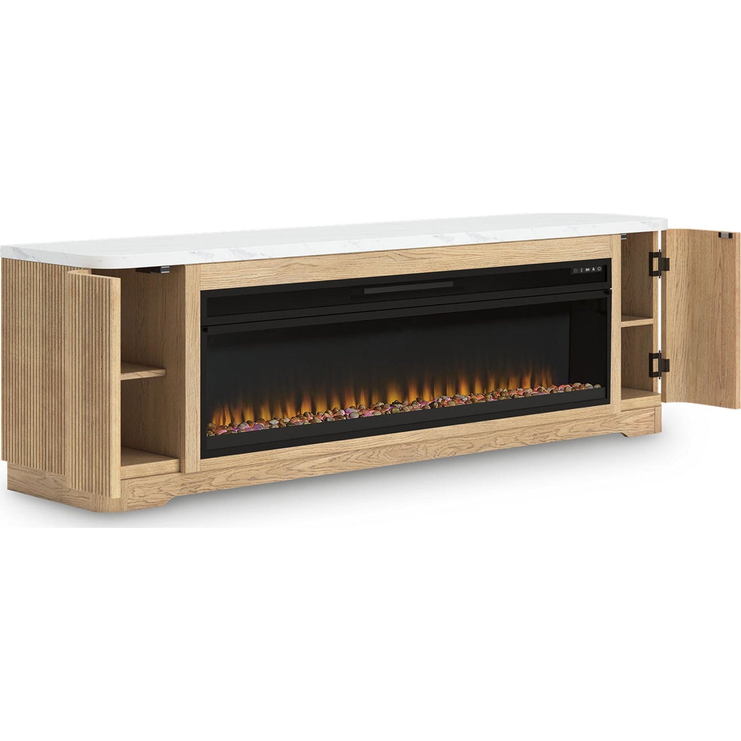 Meuble TV Camdill avec cheminée - Marron clair