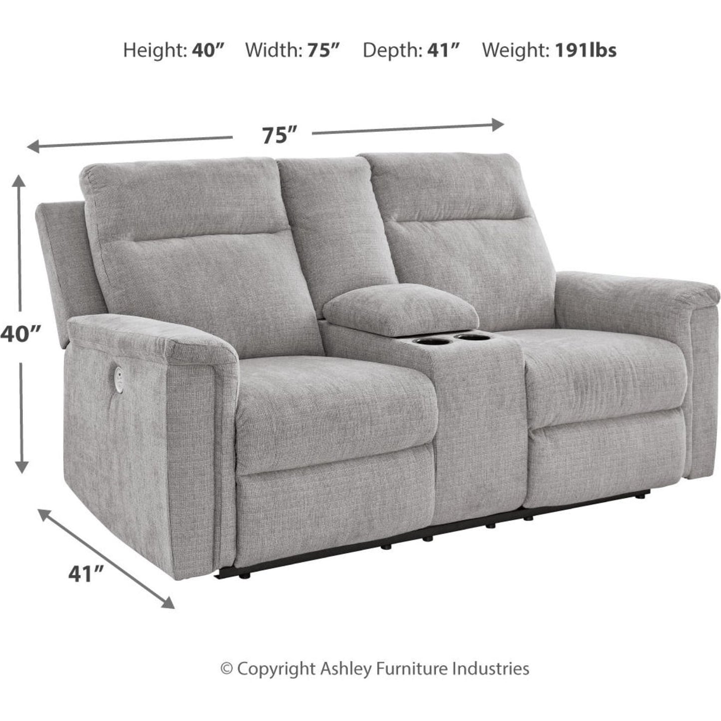 Causeuse inclinable électrique Barnsana avec console