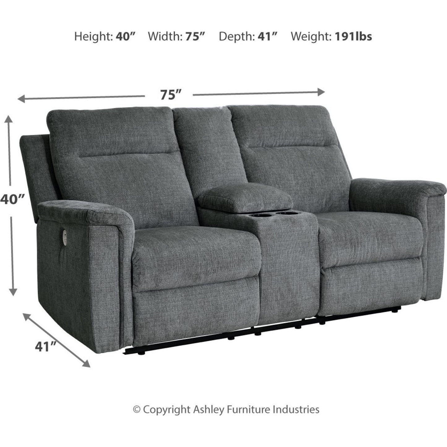 Causeuse inclinable électrique Barnsana avec console