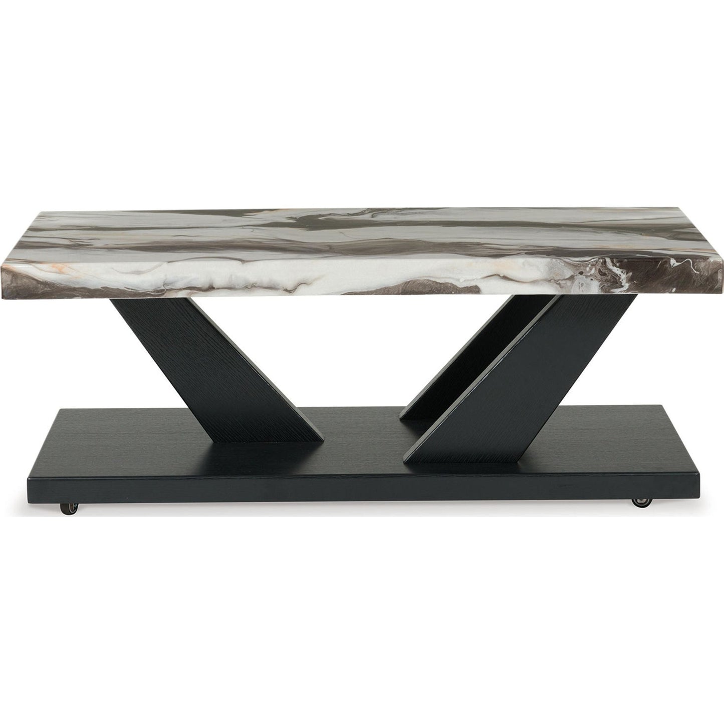 Lot de 3 tables Cendill - Marron foncé/blanc/noir