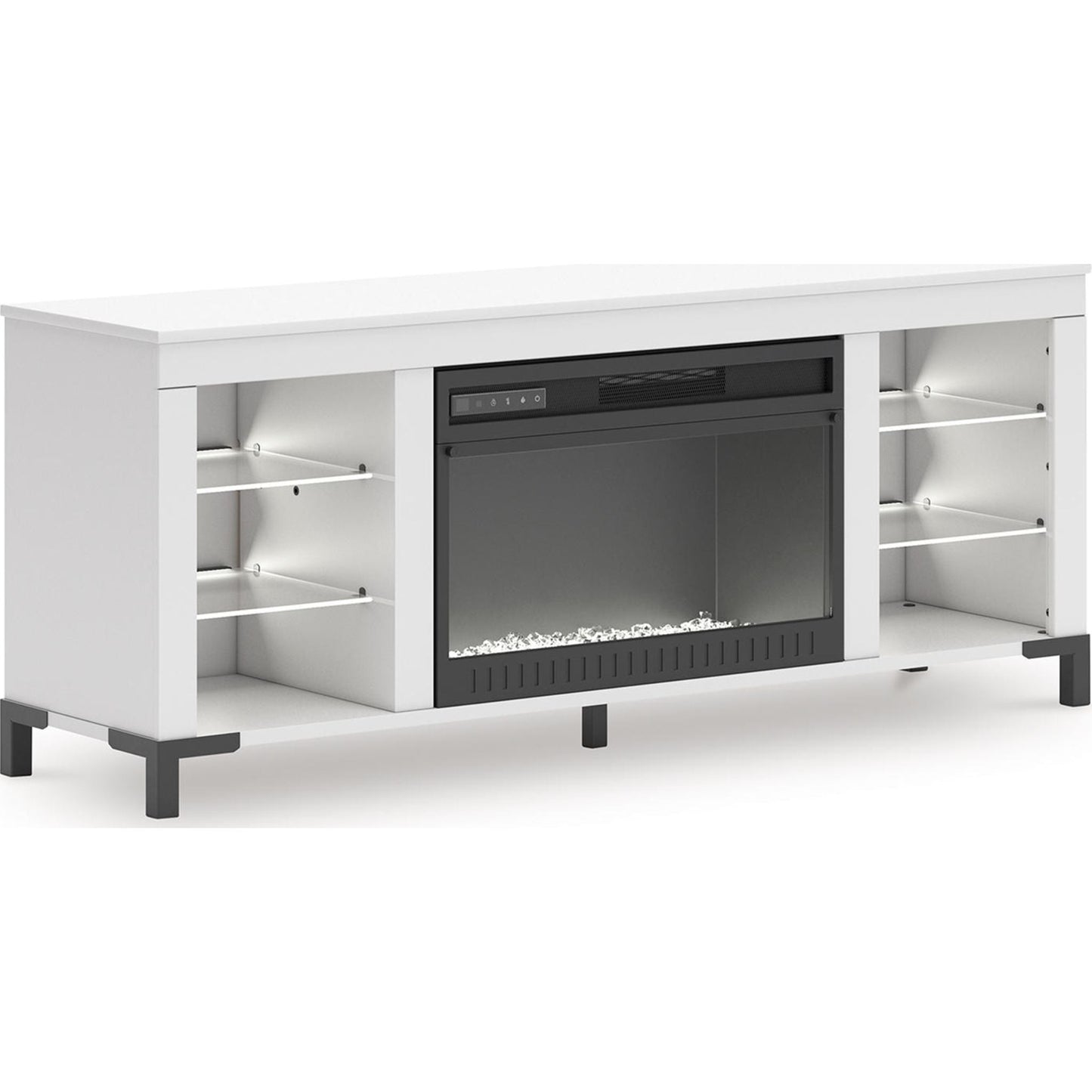 Meuble TV Brollevi avec cheminée - Blanc