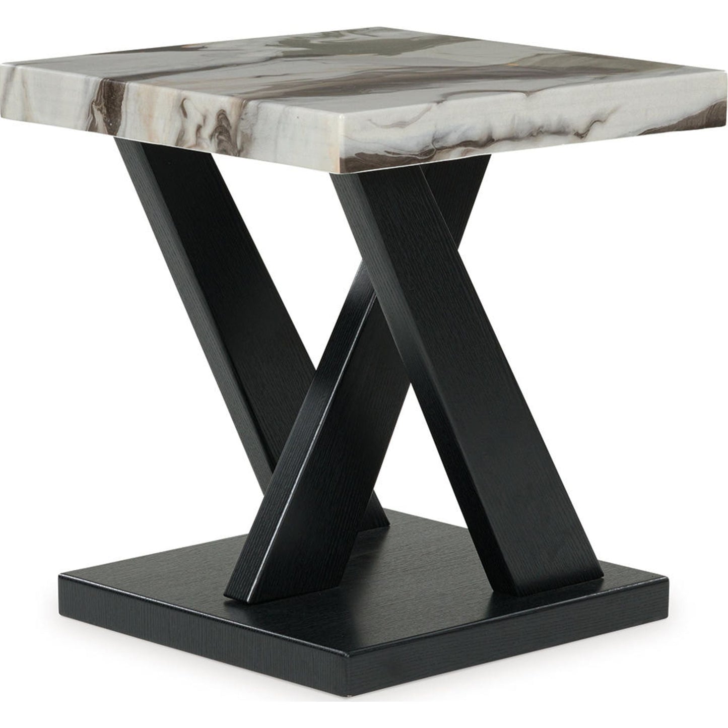 Lot de 3 tables Cendill - Marron foncé/blanc/noir