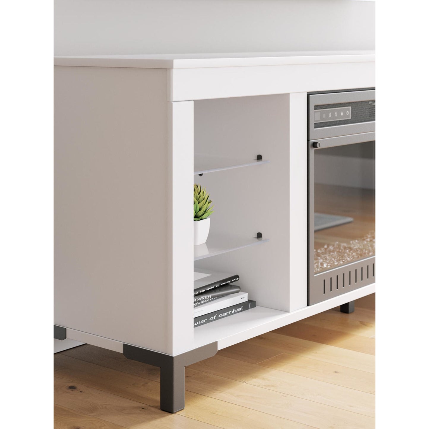 Meuble TV Brollevi avec cheminée - Blanc