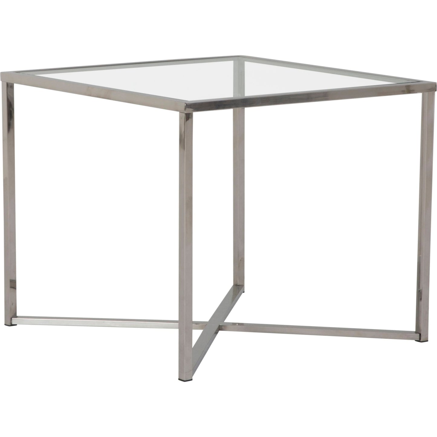 Table d'appoint croisée en verre