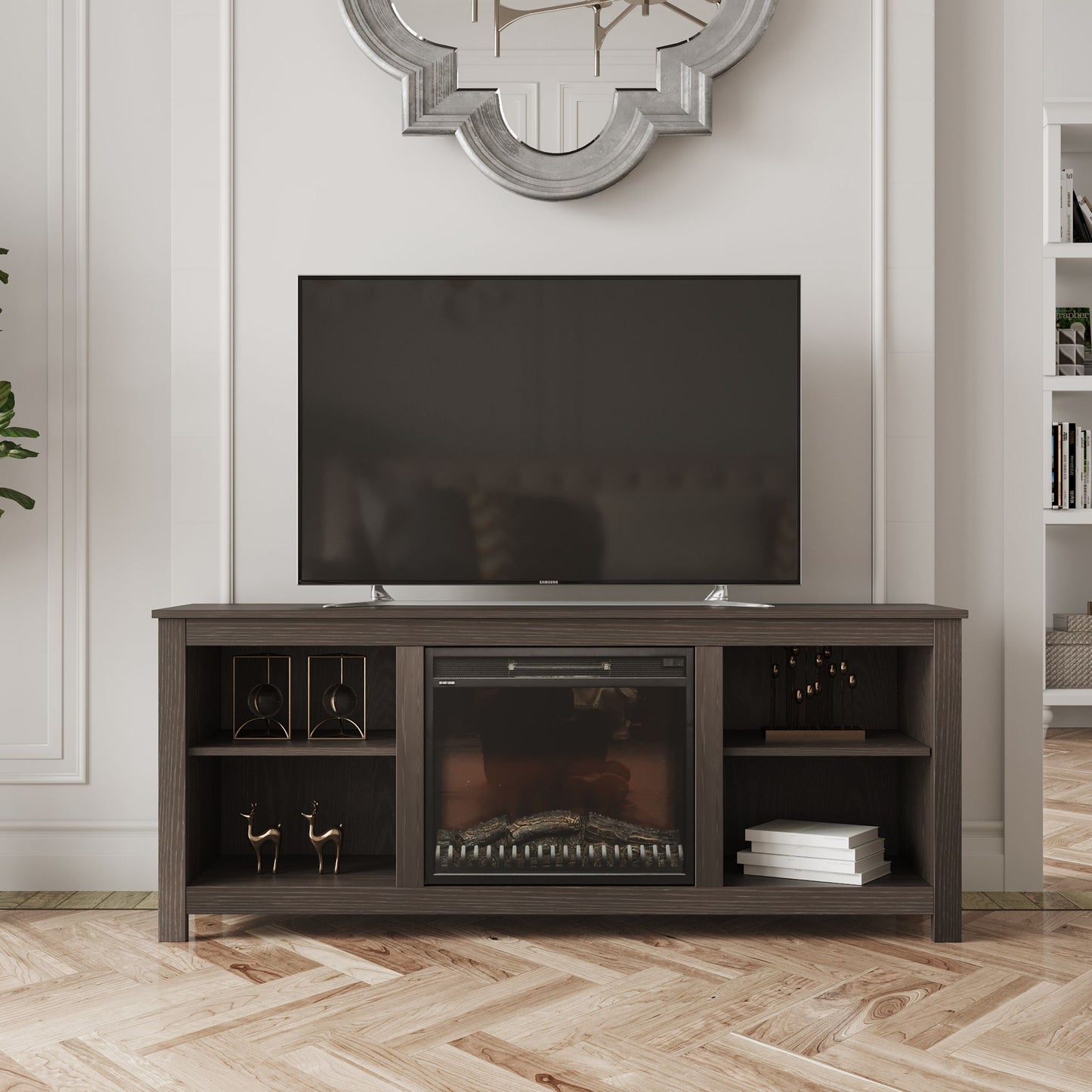 Meuble TV Brenna avec cheminée