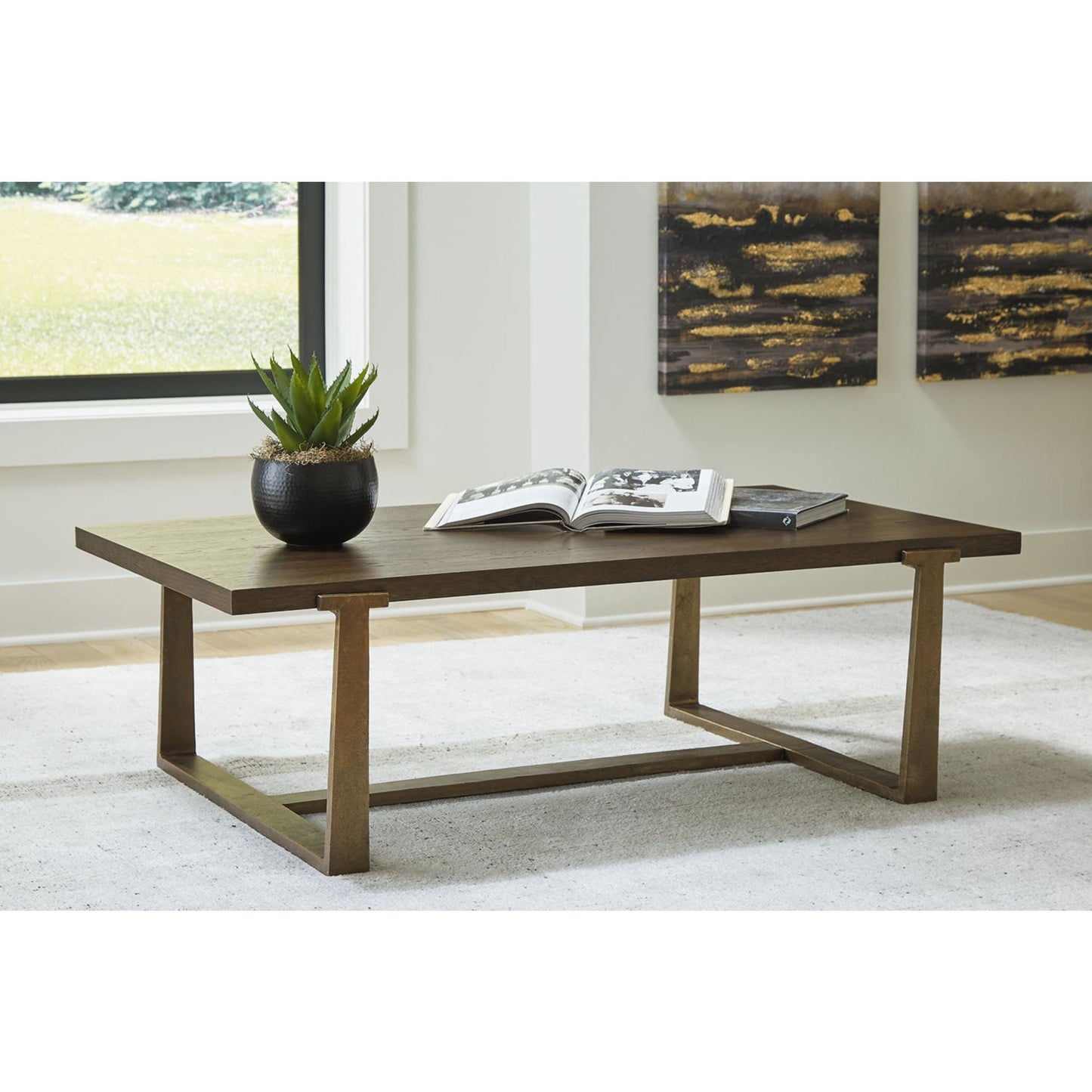 Table basse Balintmore - Finition marron/doré
