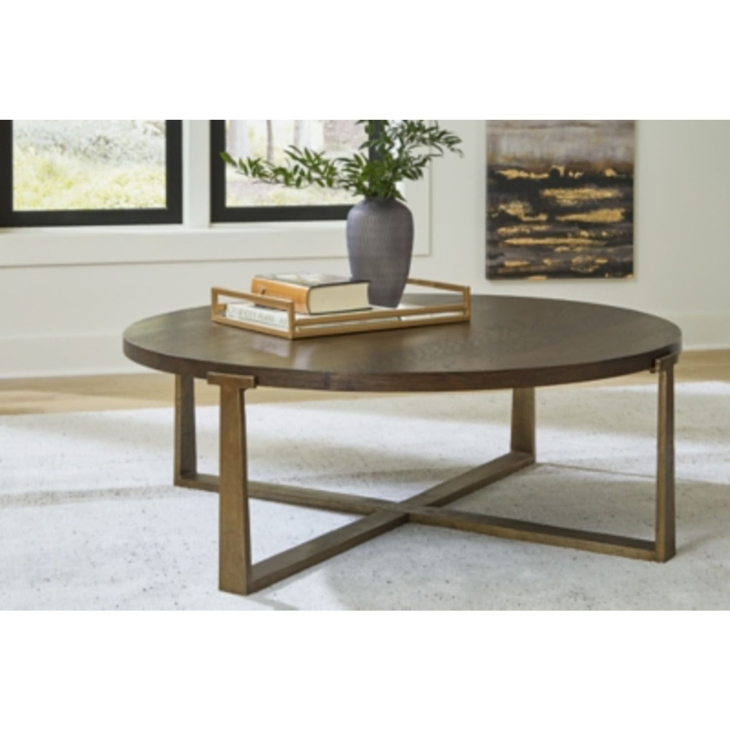 Table basse Balintmore - Finition marron/doré