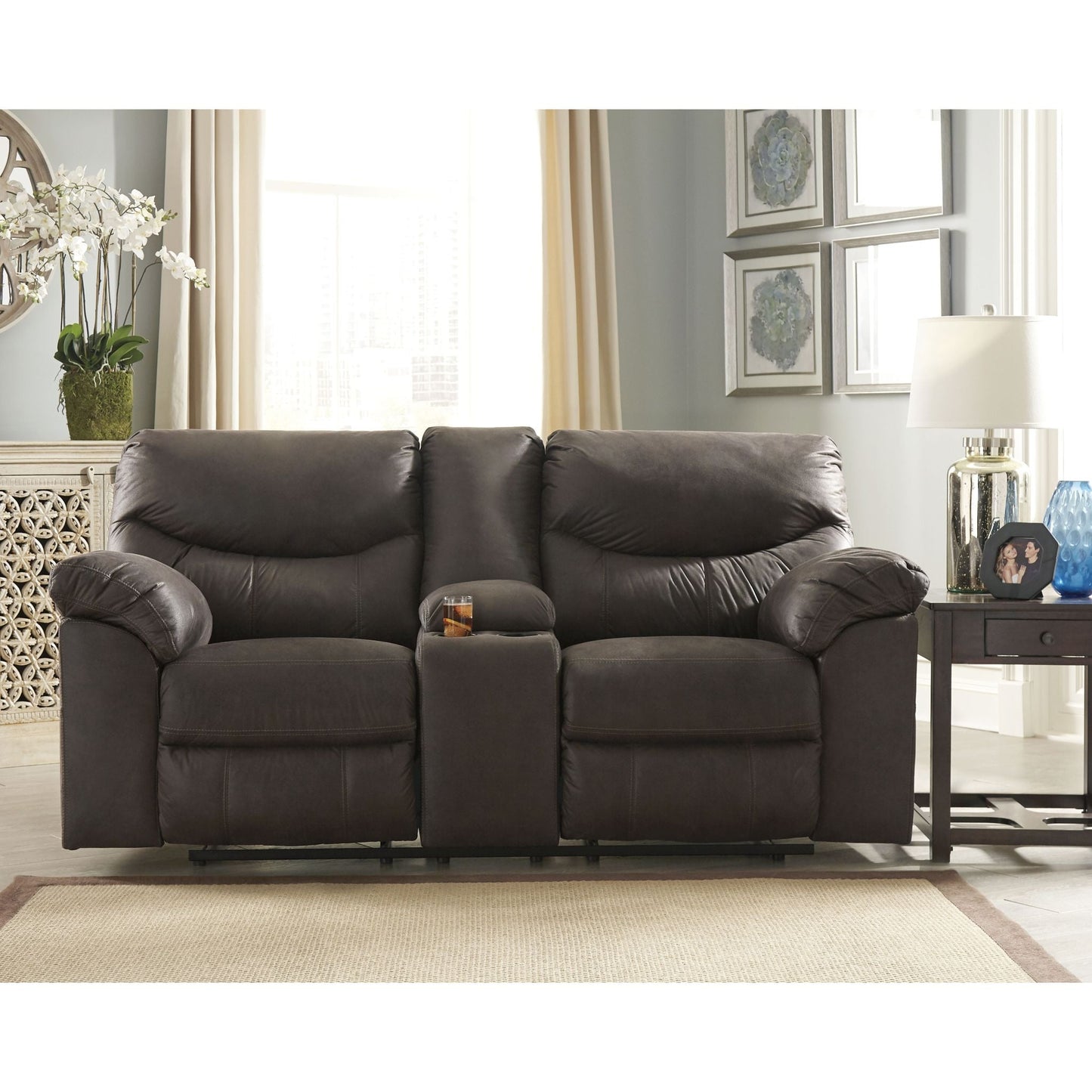Causeuse inclinable Boxberg avec console - Teck