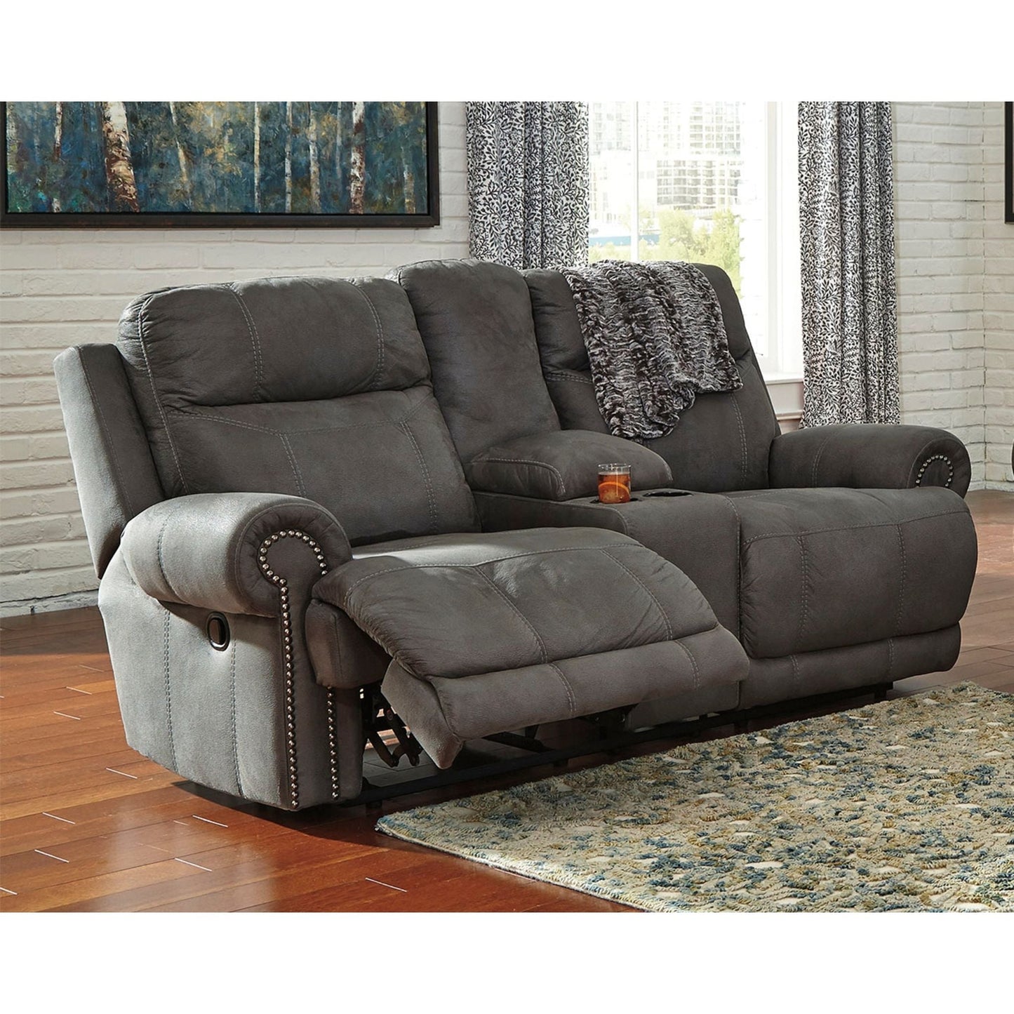 Causeuse inclinable austère avec console - Gris