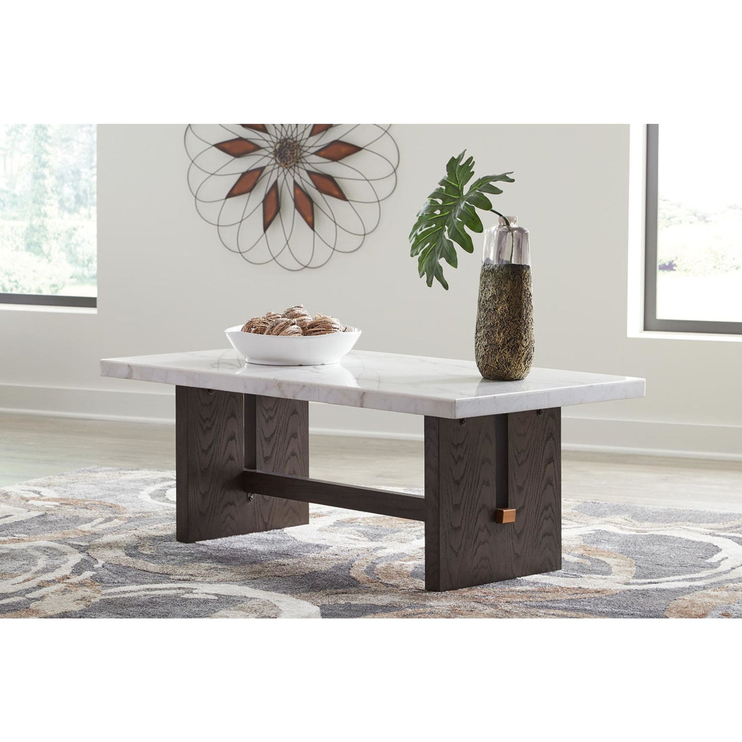 Table basse Burkhaus - Blanc/marron foncé