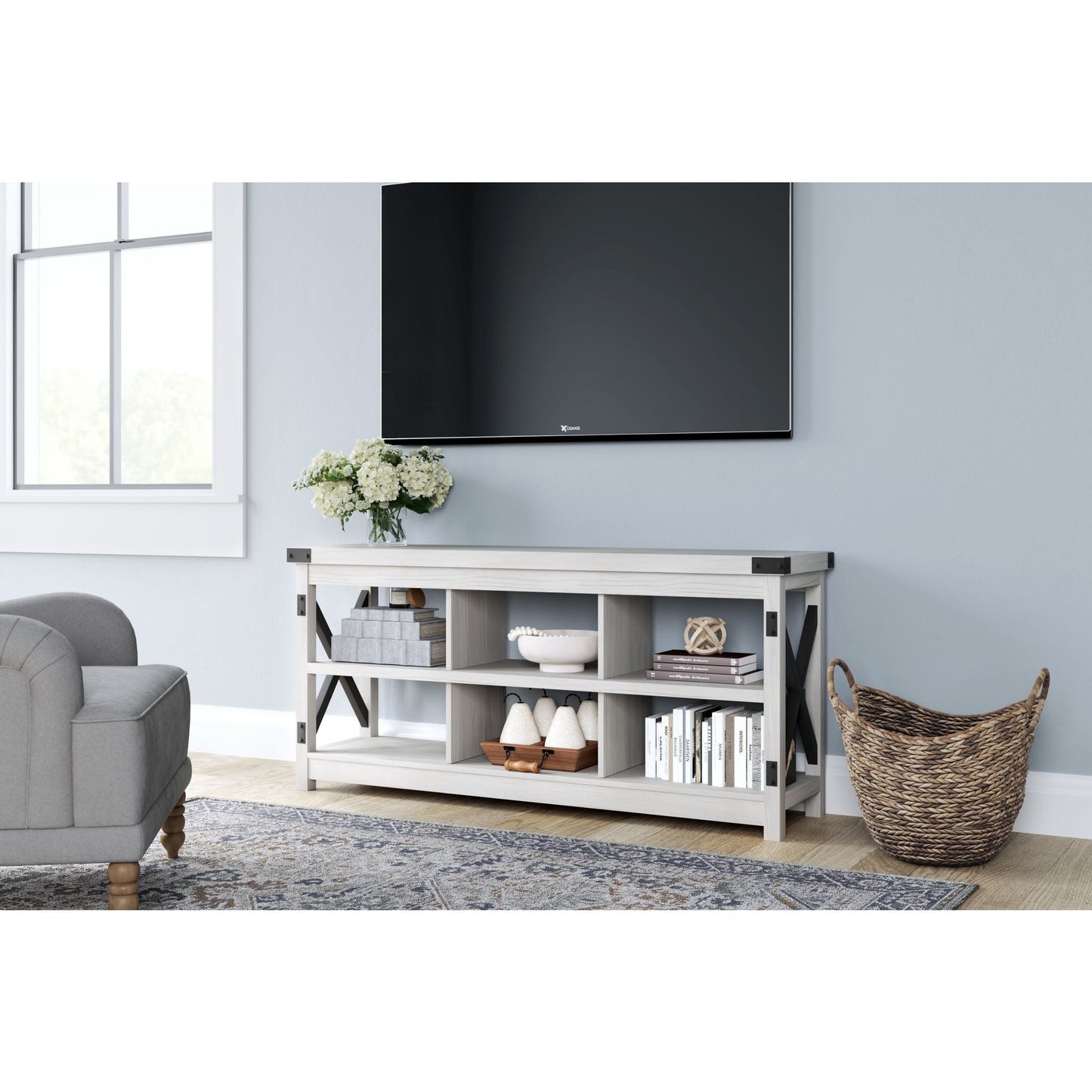 Meuble TV Bayflynn - Blanc/Noir