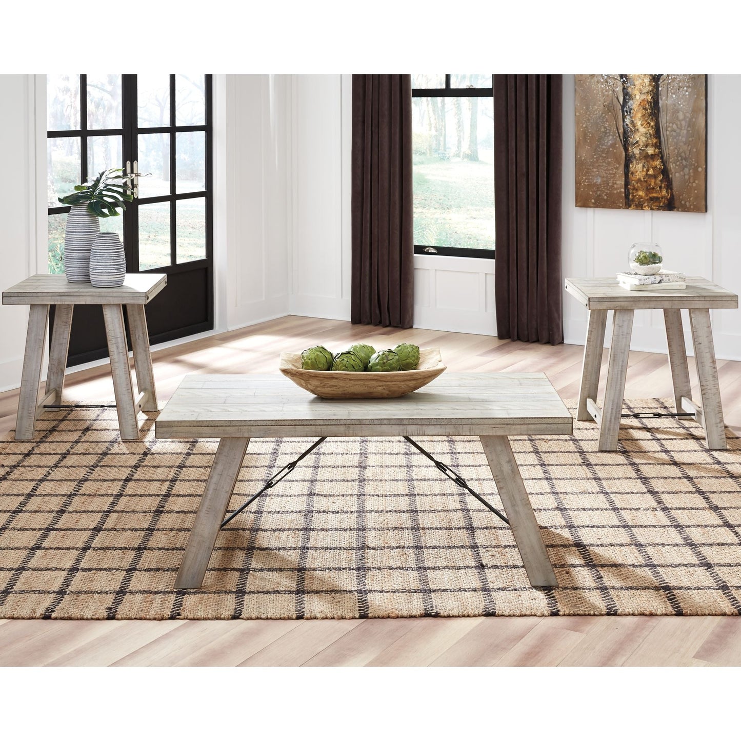 Tables Carynhurst (lot de 3) - Blanchi à la chaux