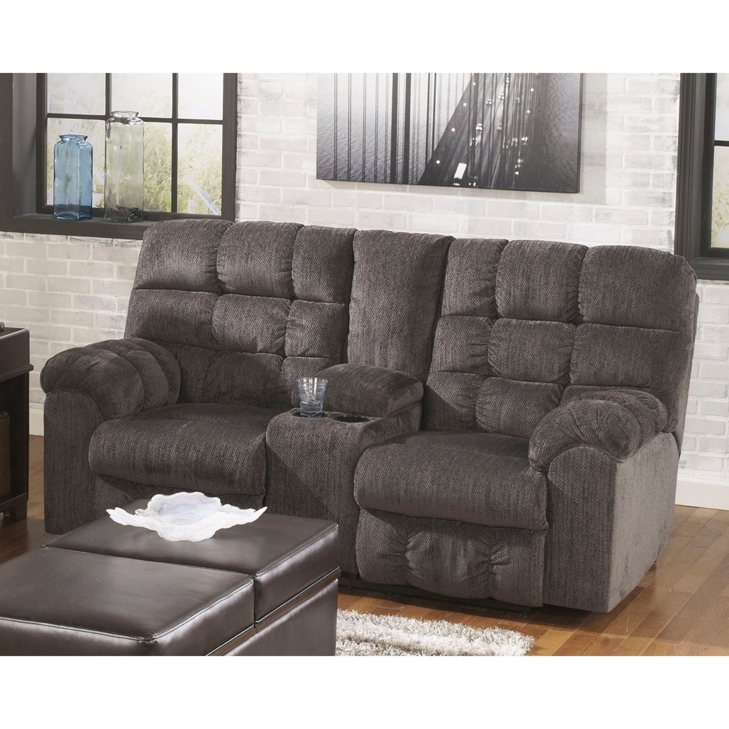 Causeuse inclinable avec console Acieona - Ardoise