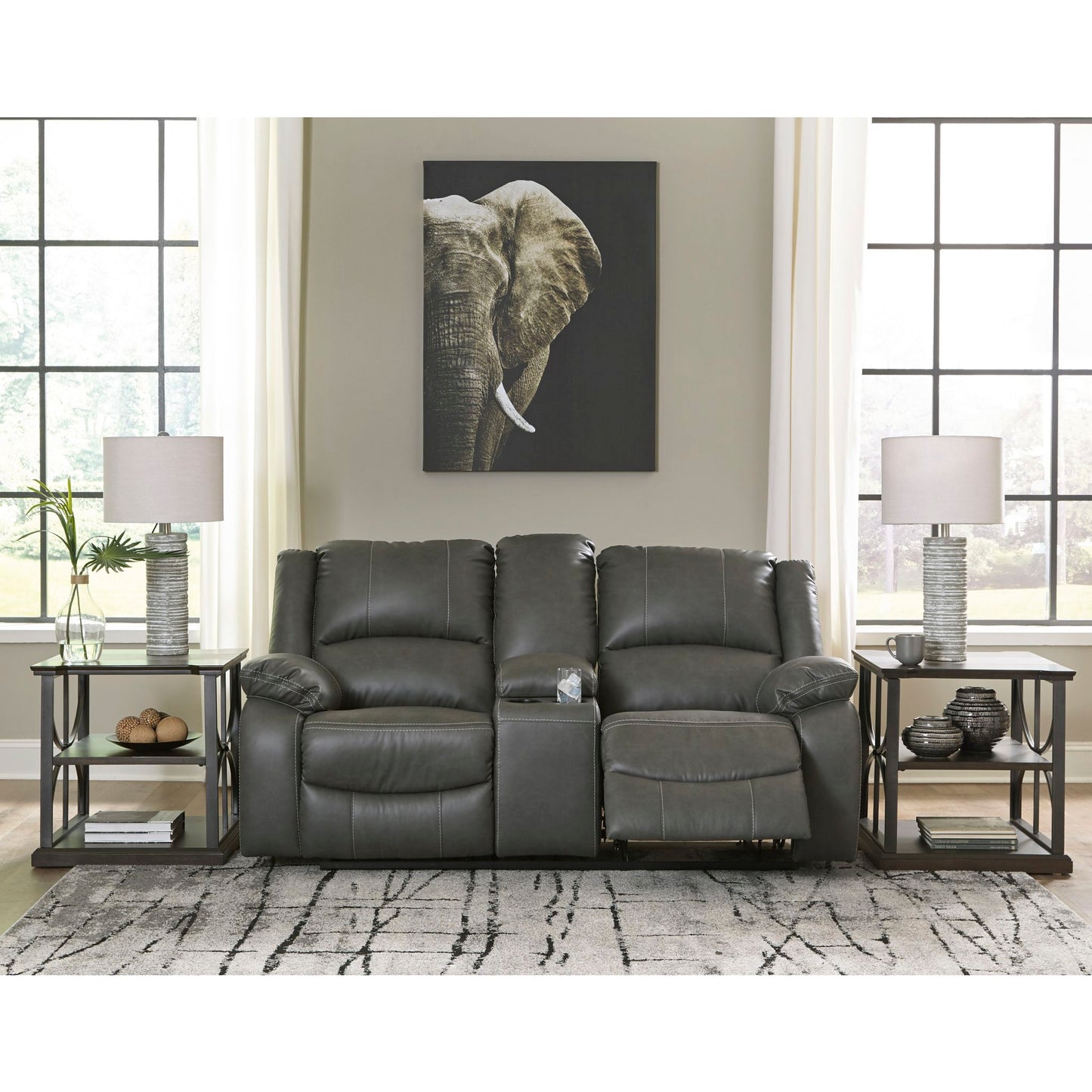Causeuse inclinable électrique avec console Calderwell - Gris