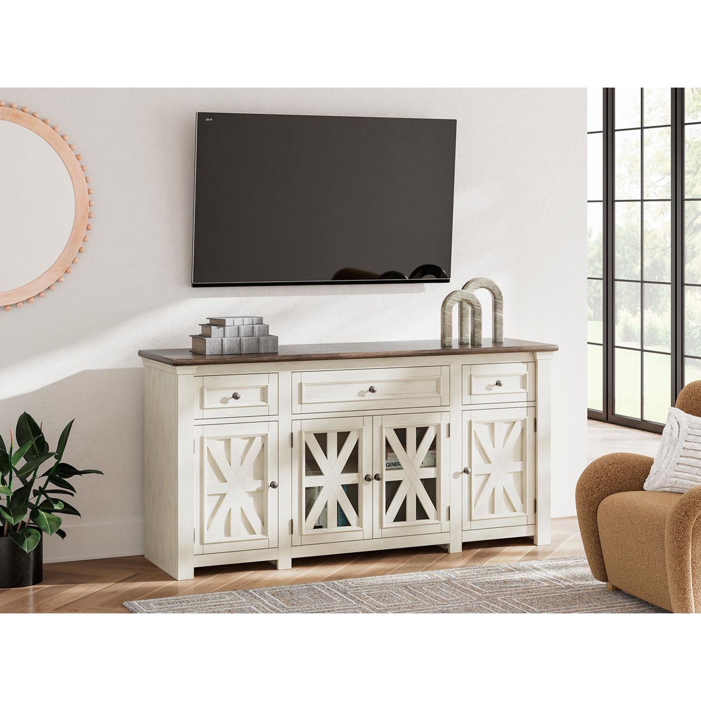 Meuble TV Bolanburg - Blanc/Gris patiné