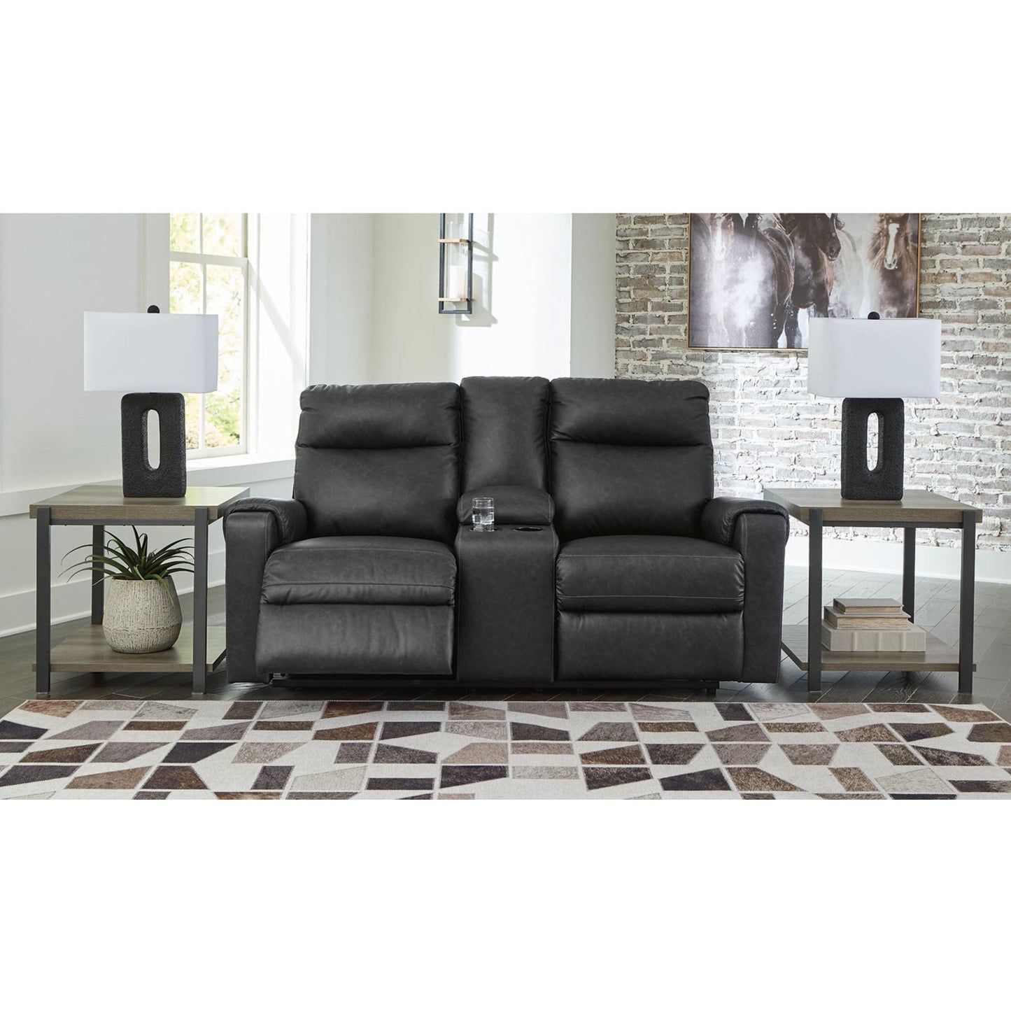 Causeuse inclinable électrique Axtellton avec console - Carbone