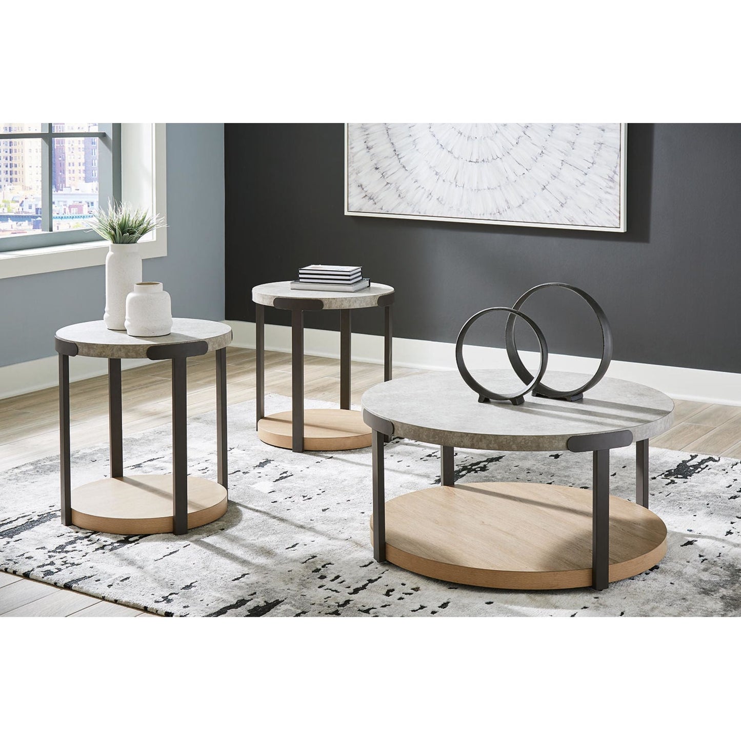 Lot de 3 tables Darthurst - Marron clair