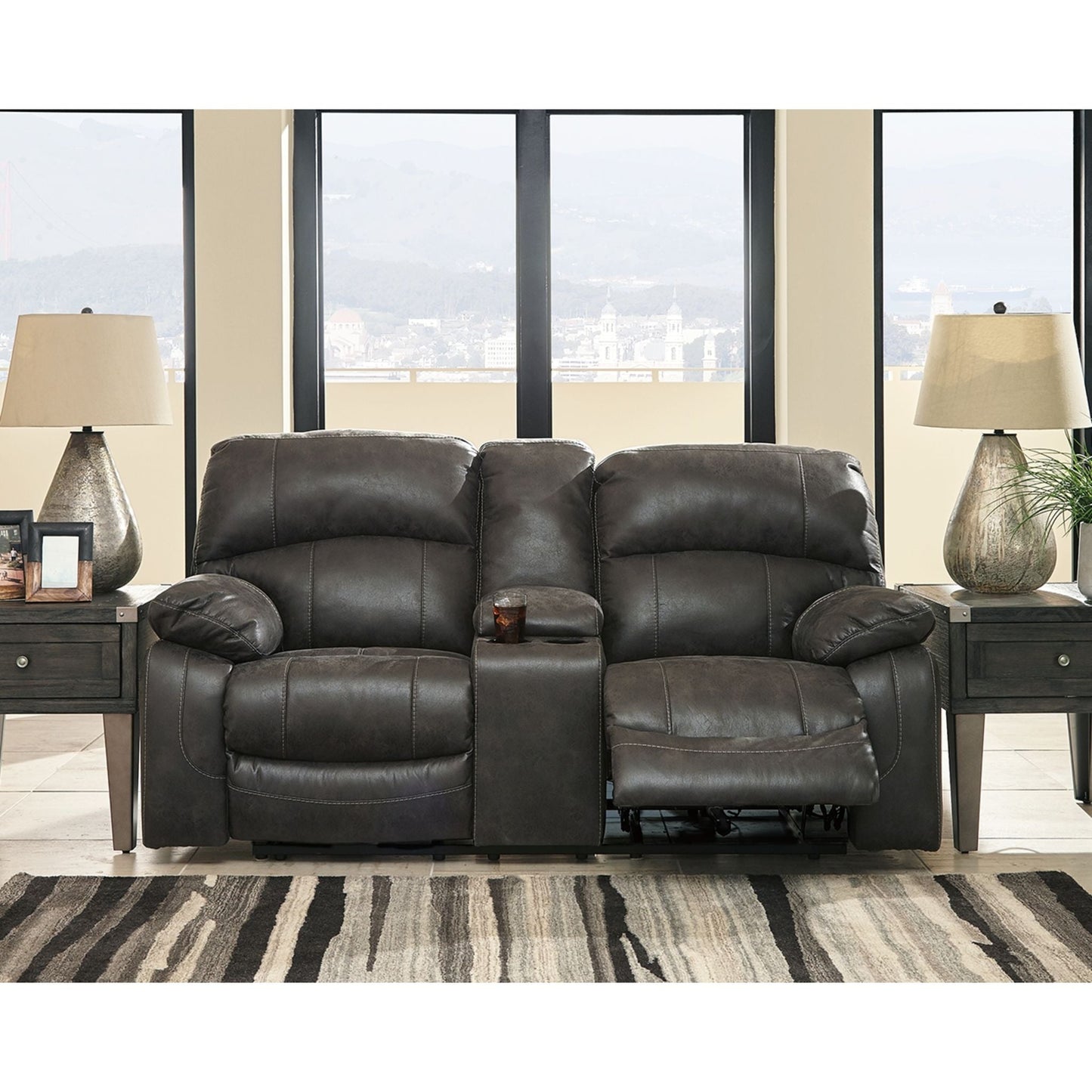 Causeuse inclinable électrique Dunwell avec console - Acier