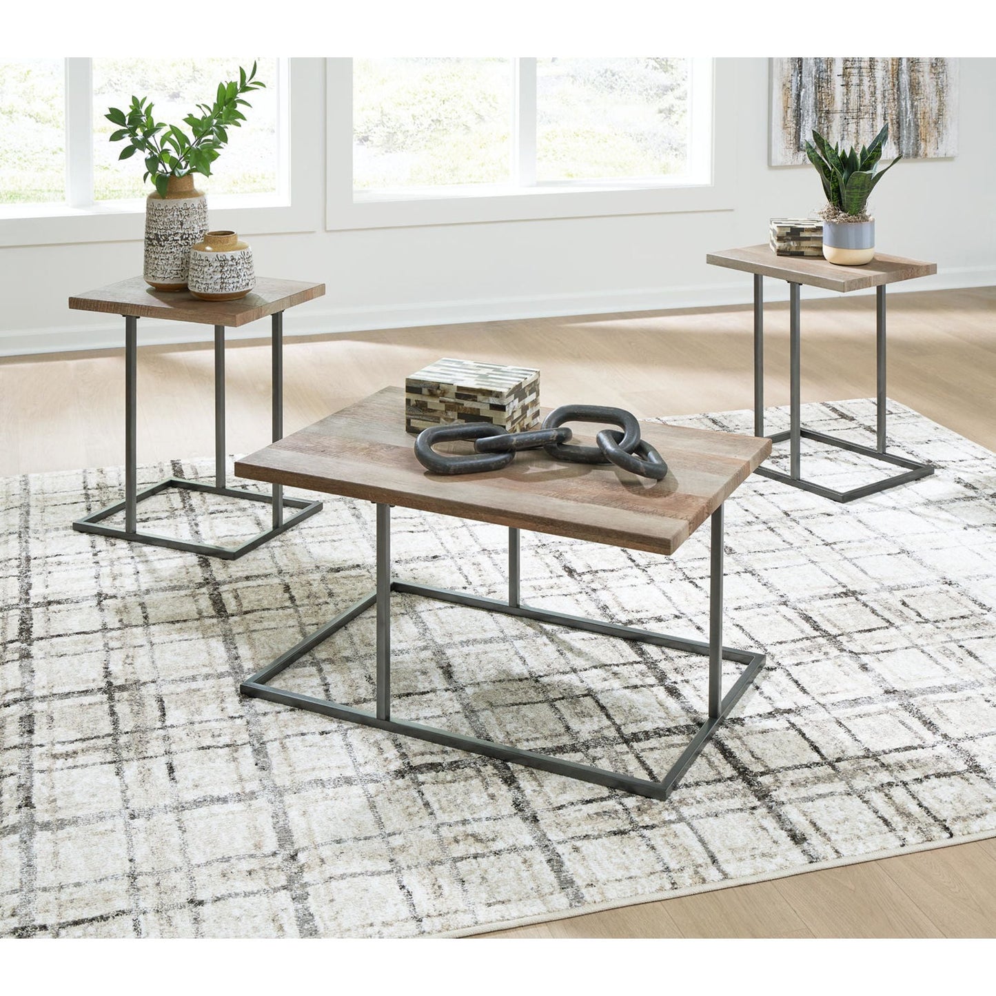 Tables Albreane (lot de 3) - Brun grisâtre/noir