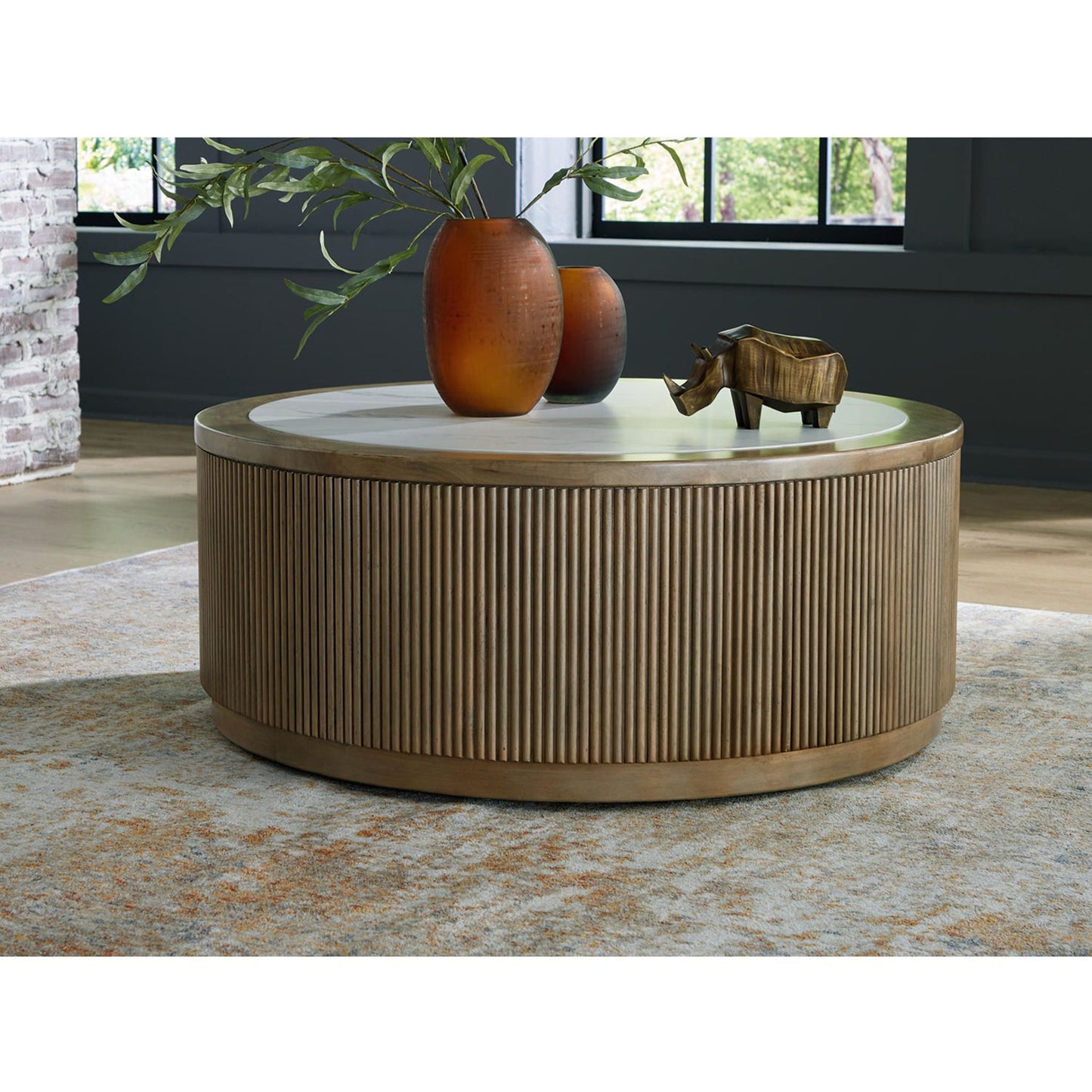 Table basse Camdill - Marron clair/blanc